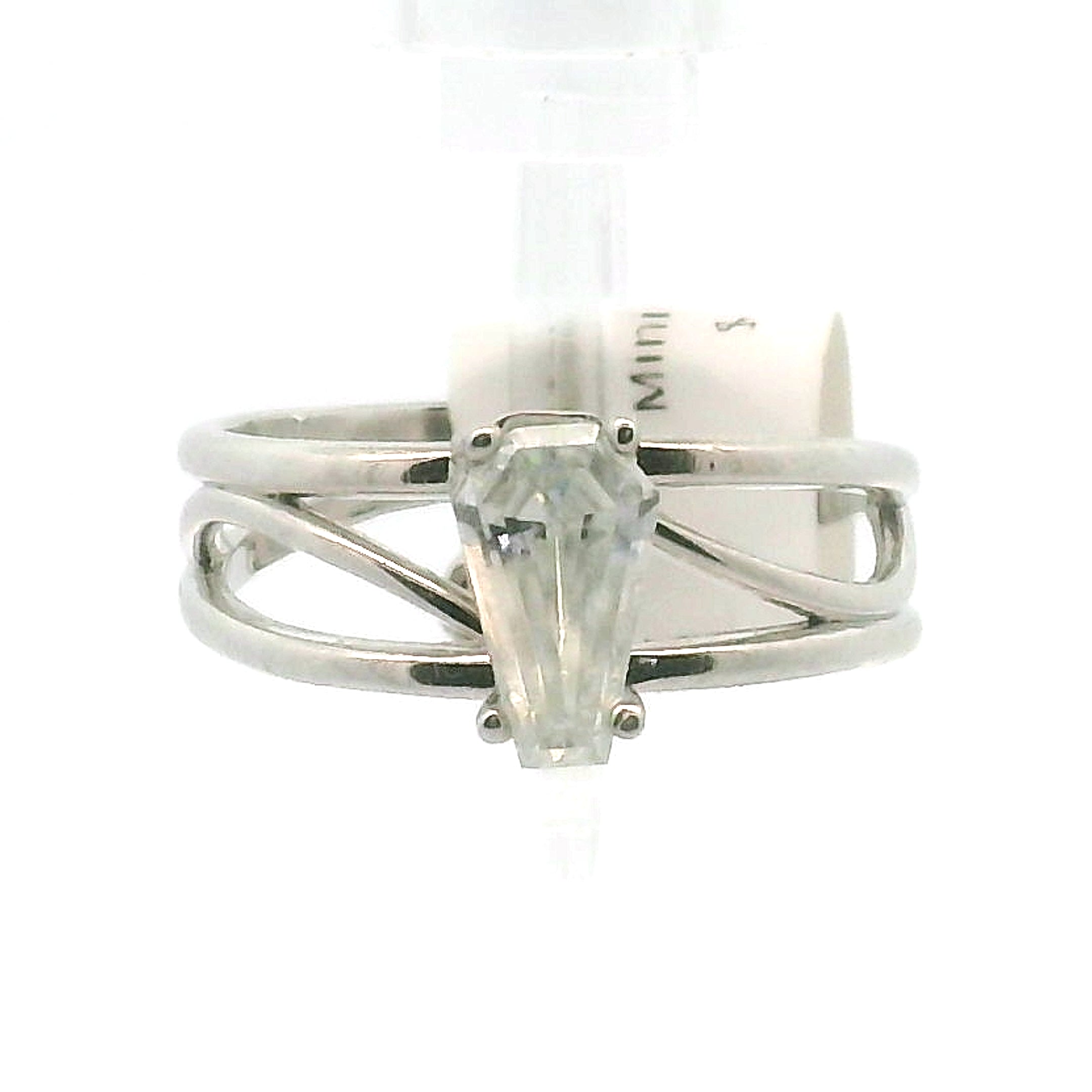 Mini Moissanite Coffin Midi Finger Cuff Adjustable Ring .925 Silver for Enlightenment, Inner Peace & Spiritual Transformation