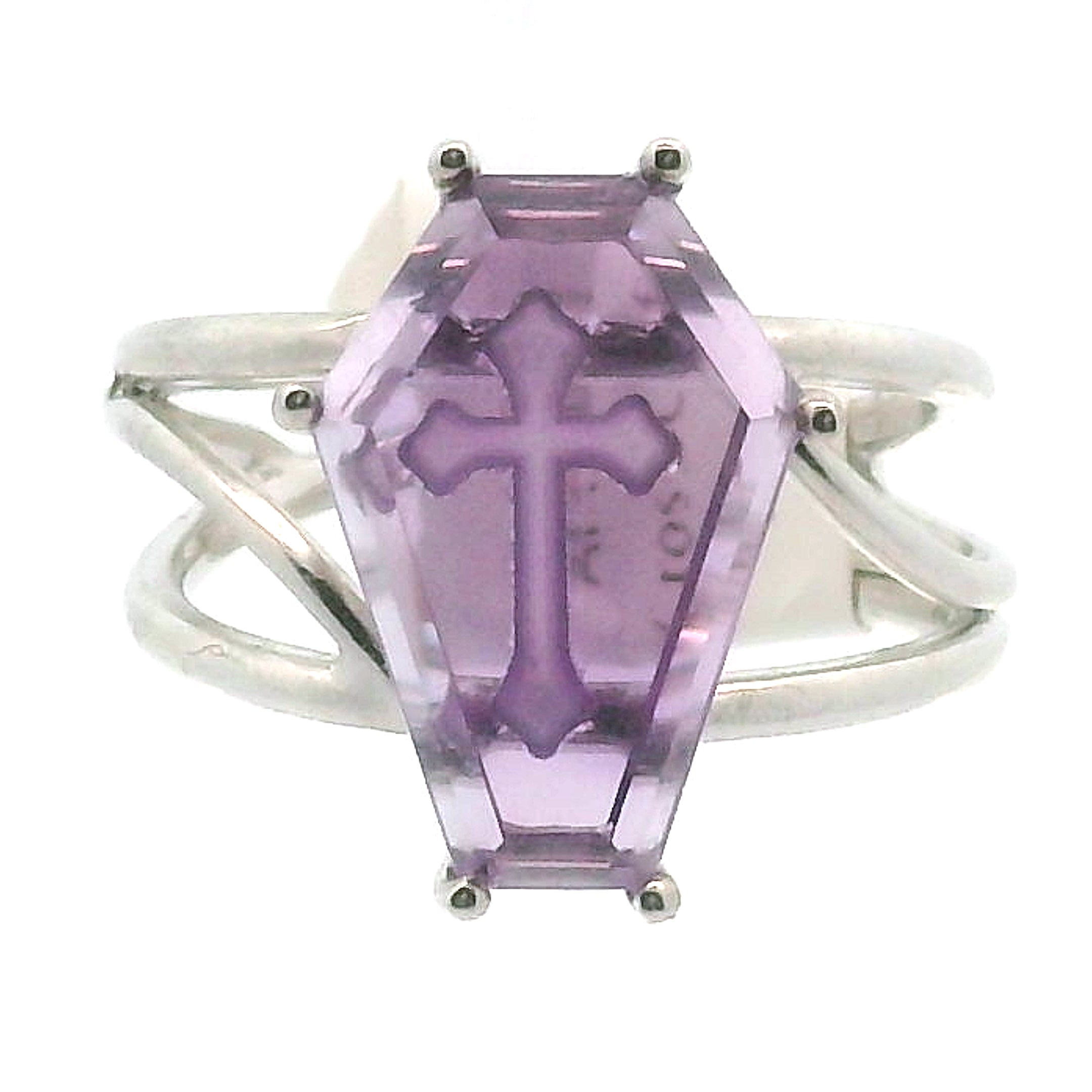 Cross Coffin Finger Cuff Adjustable Ring .925 Silver for Faith and Resurrection