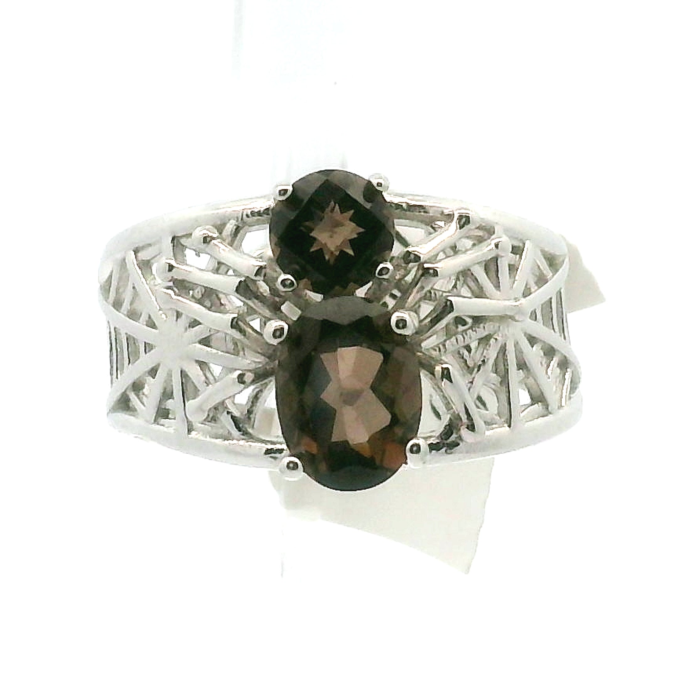 Spider on Spiderweb Cuff Ring .925 Silver for Weaving a Web