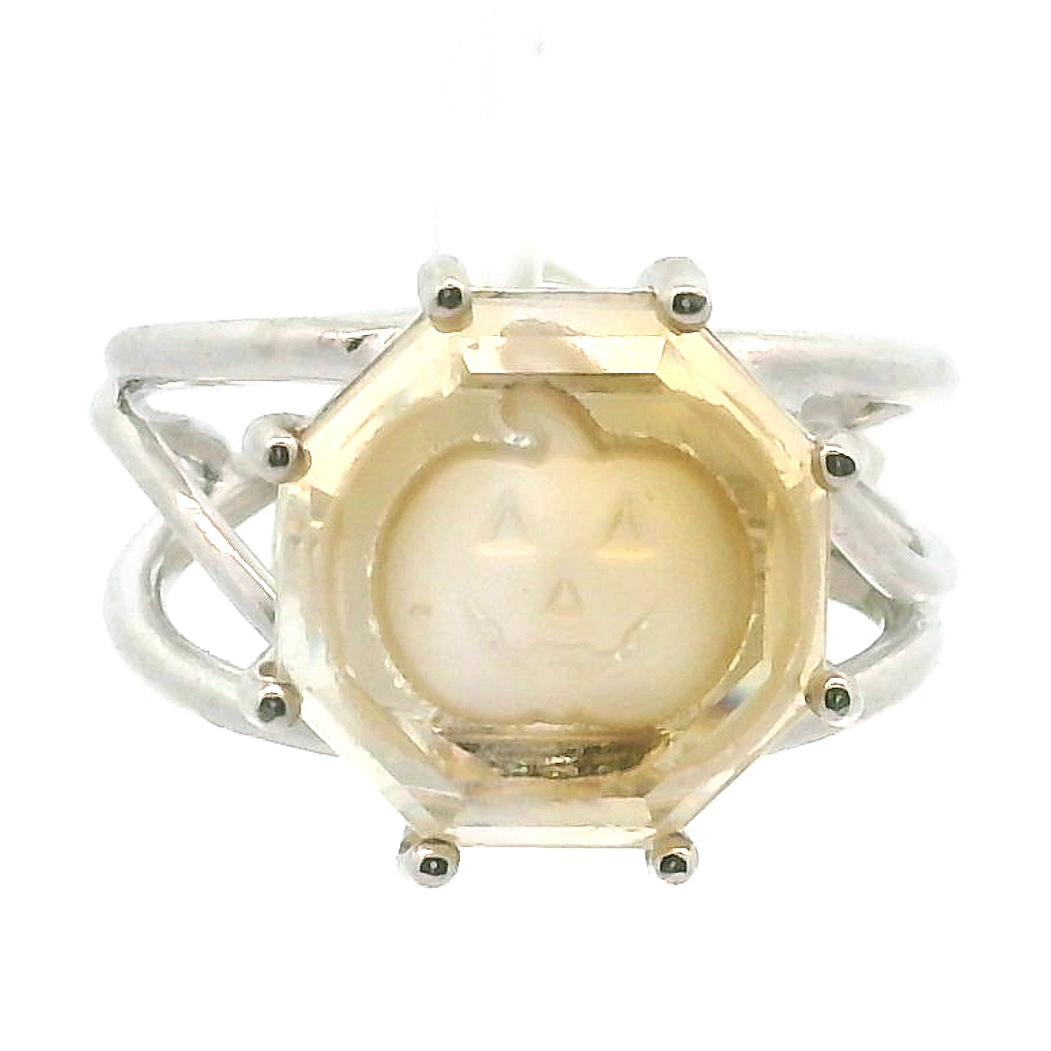 Citrine Happy Jack Cuff Ring .925 Silver for Joy and Happiness