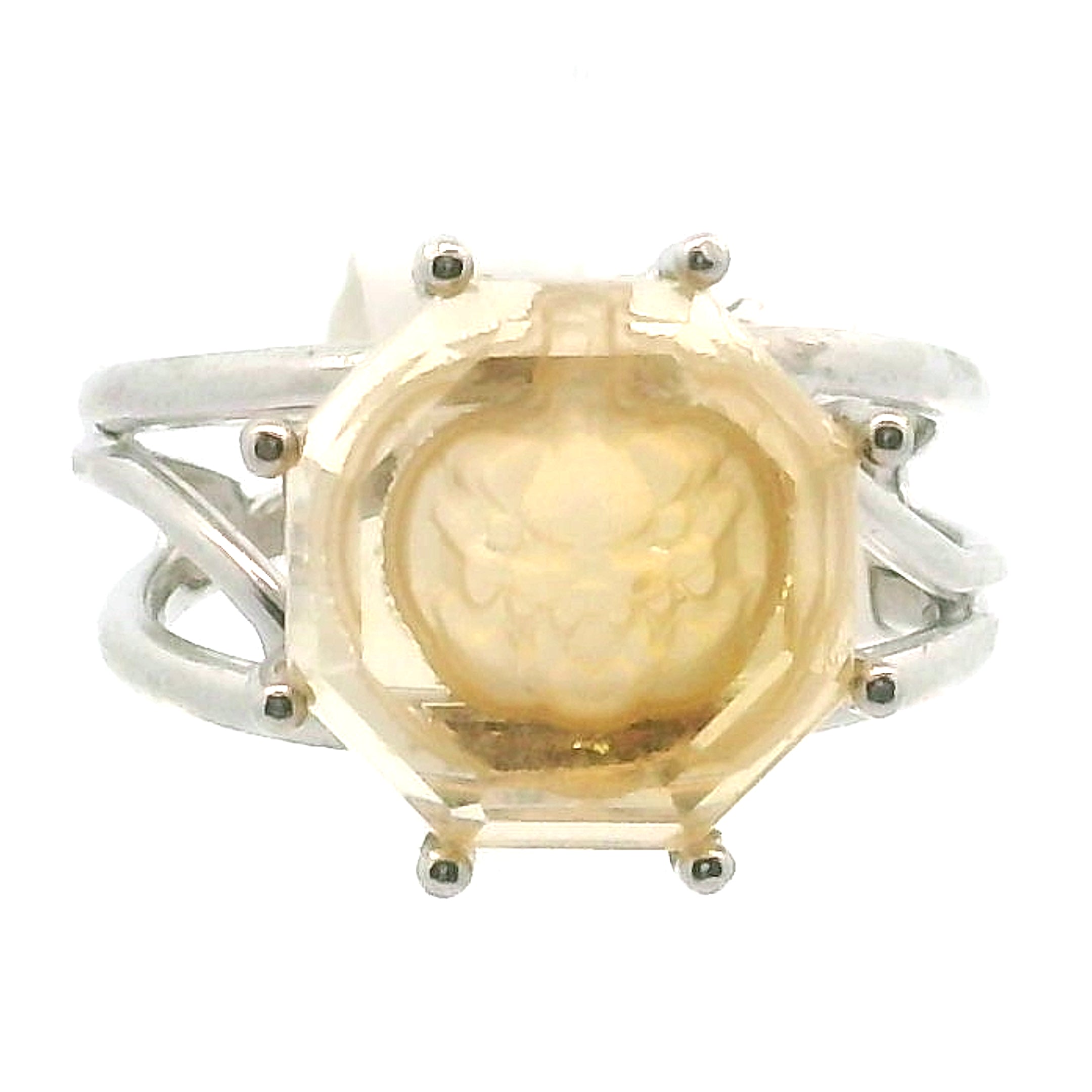 Citrine Sinister Jack Cuff Ring .925 Silver for Playfulness