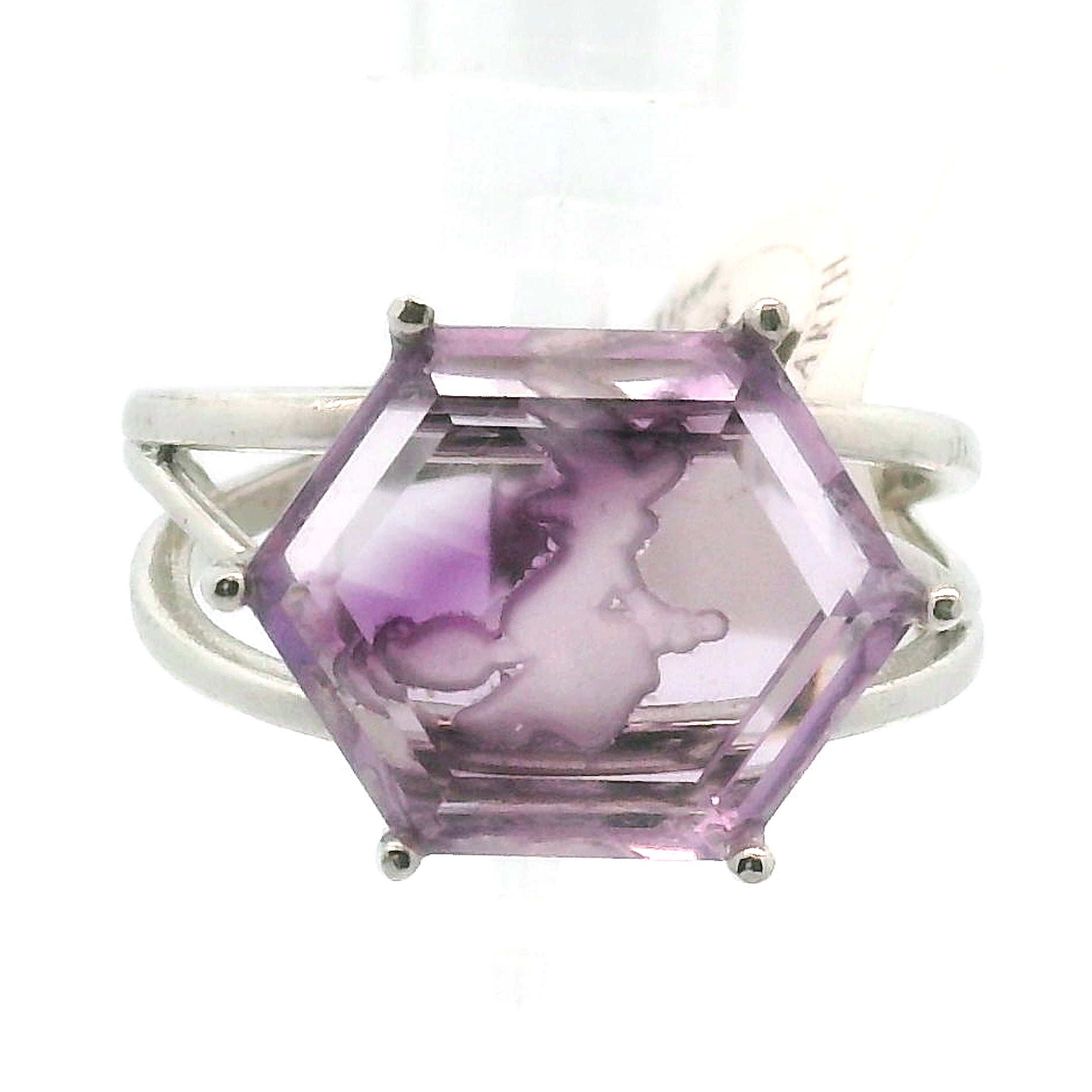 Witch on a Broom Hexagon Cuff Ring .925 Silver for Spiritual Connection