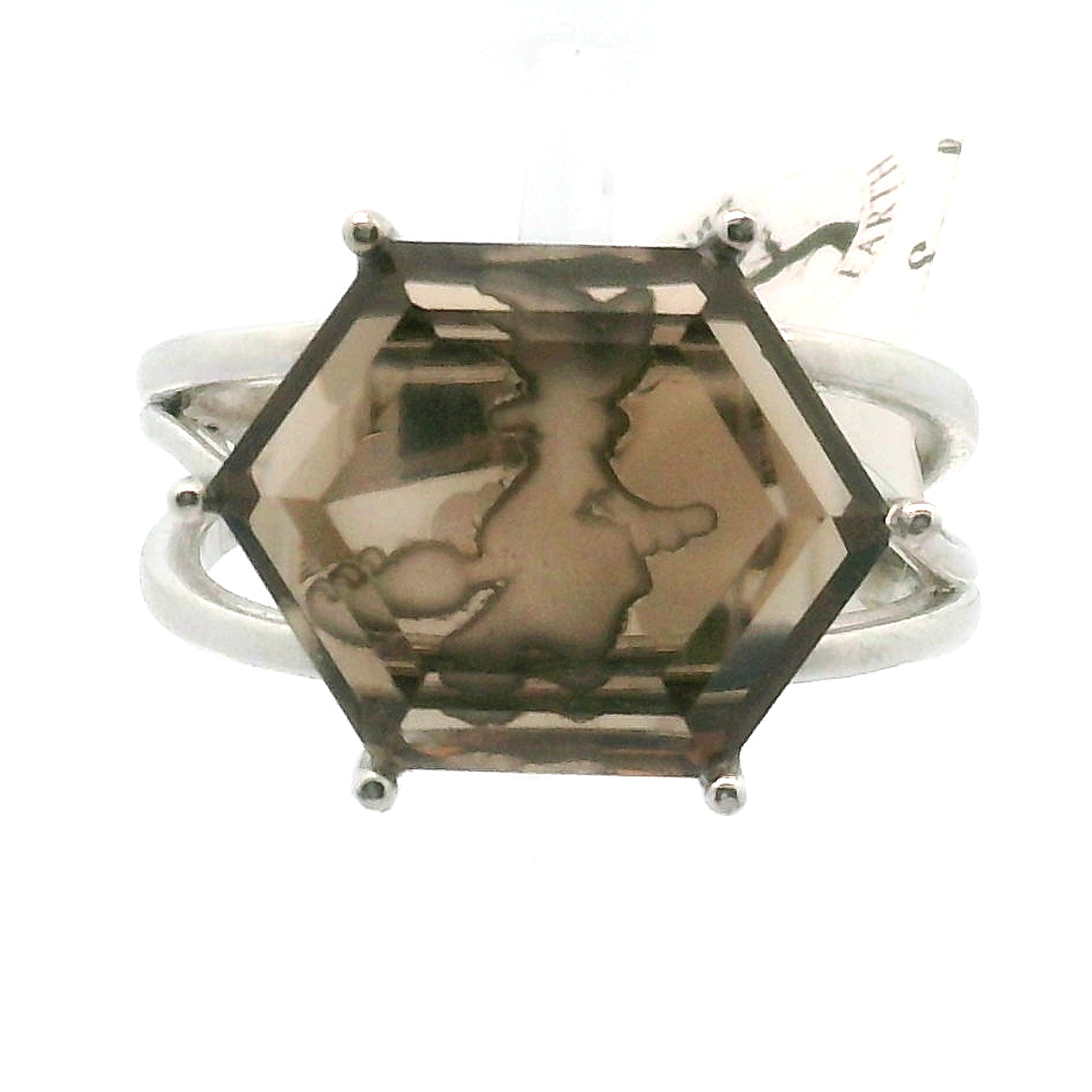 Witch on a Broom Hexagon Cuff Ring .925 Silver for Spiritual Connection