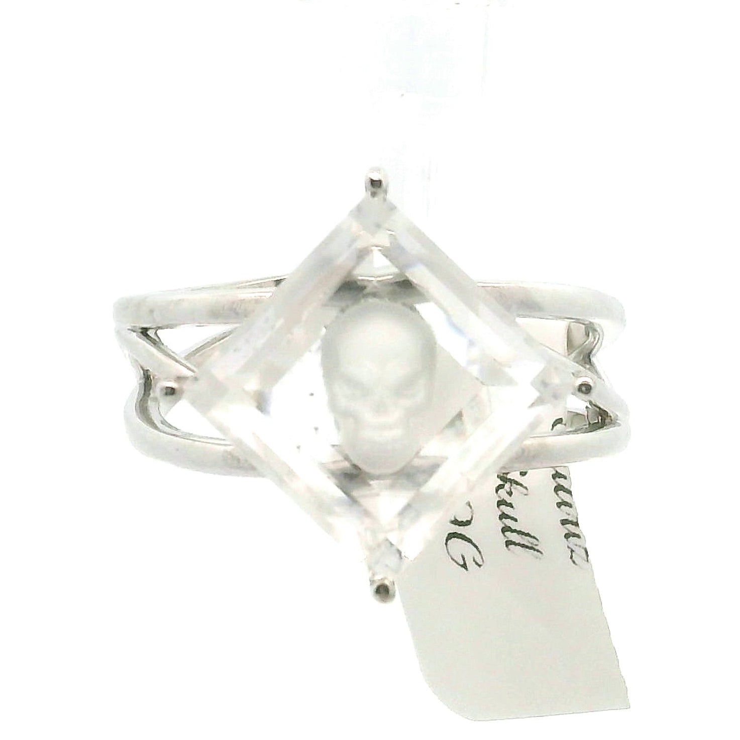 Skull Diamond Cuff Ring .925 Silver for Spiritual Protection
