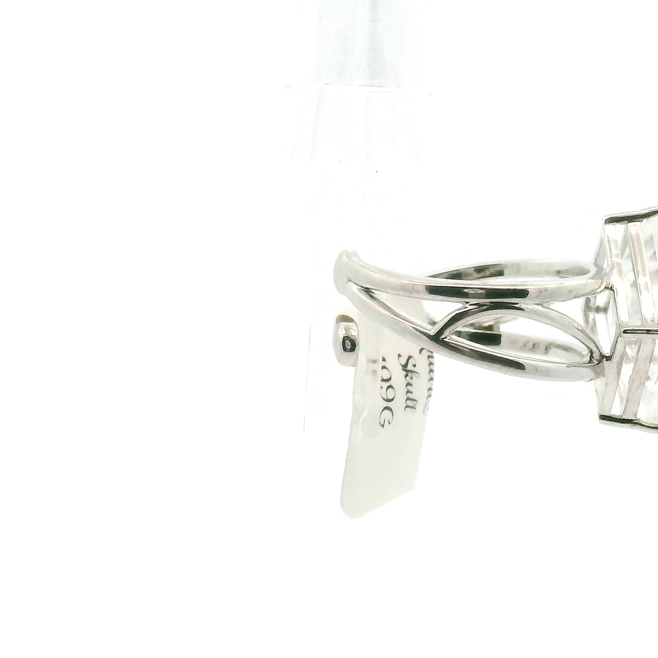 Skull Diamond Cuff Ring .925 Silver for Spiritual Protection