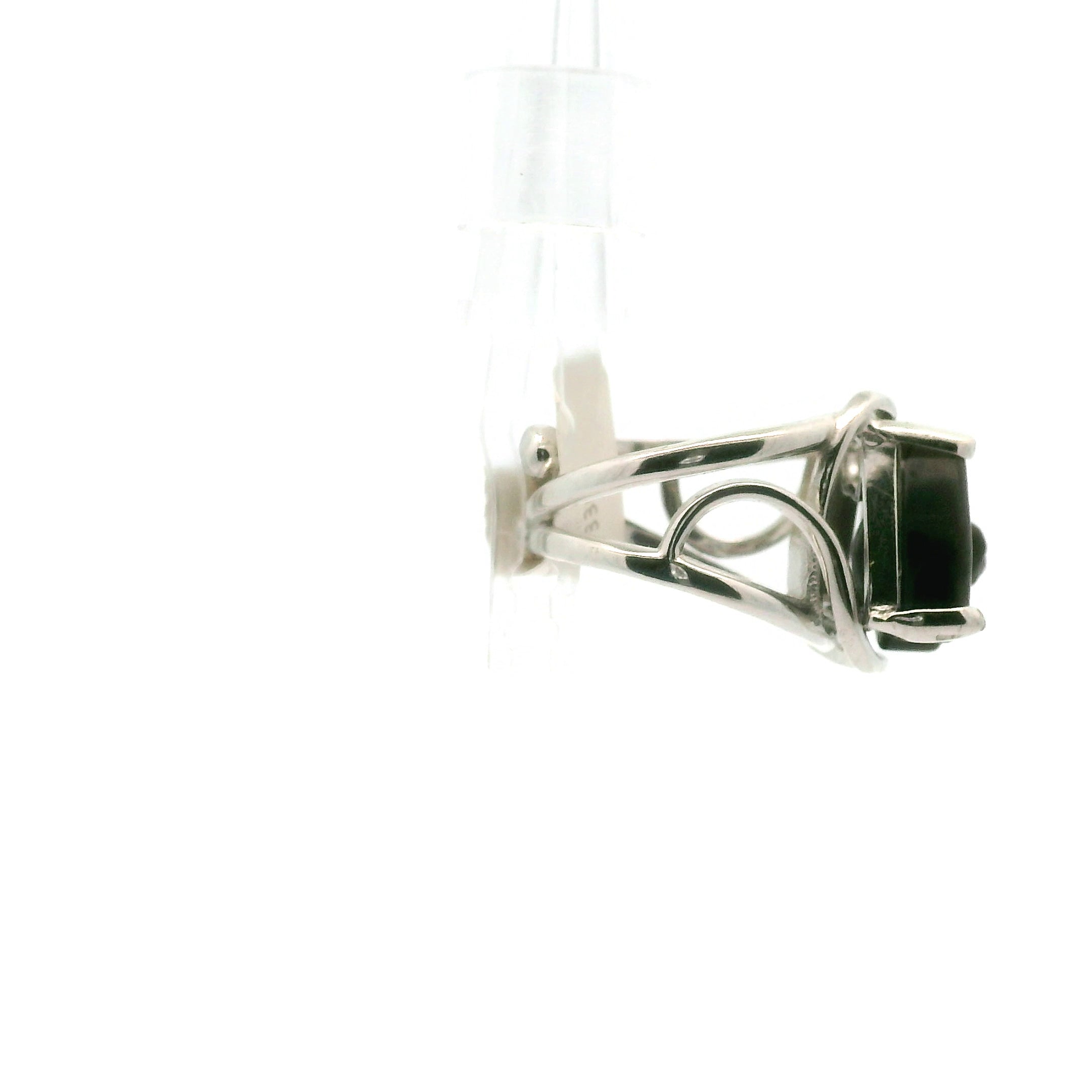 Silver Sheen Obsidian Bat Cuff Ring .925 Silver for Protection and Grounding