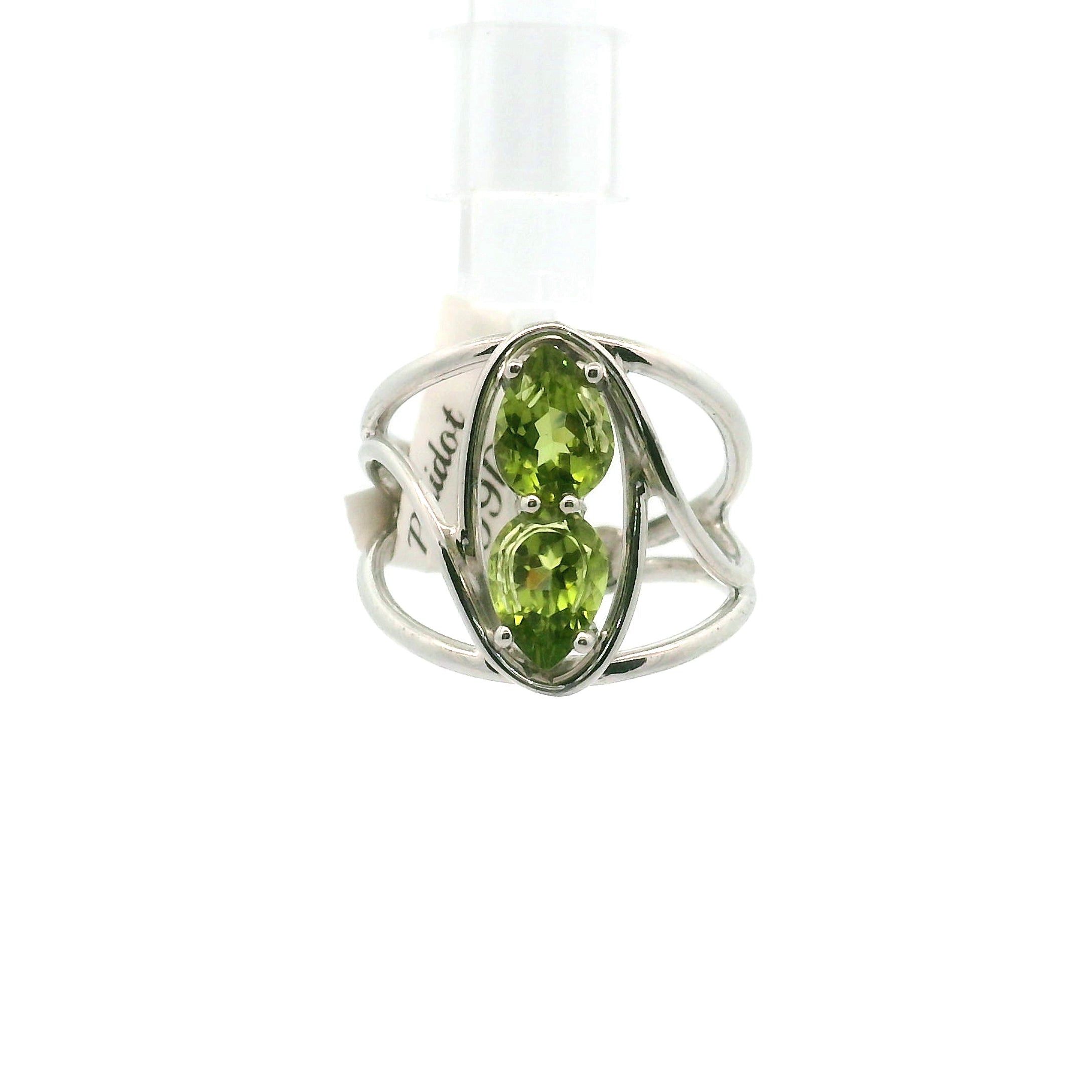 Peridot Finger Wand Cuff Ring .925 Silver for Luck and Prosperity
