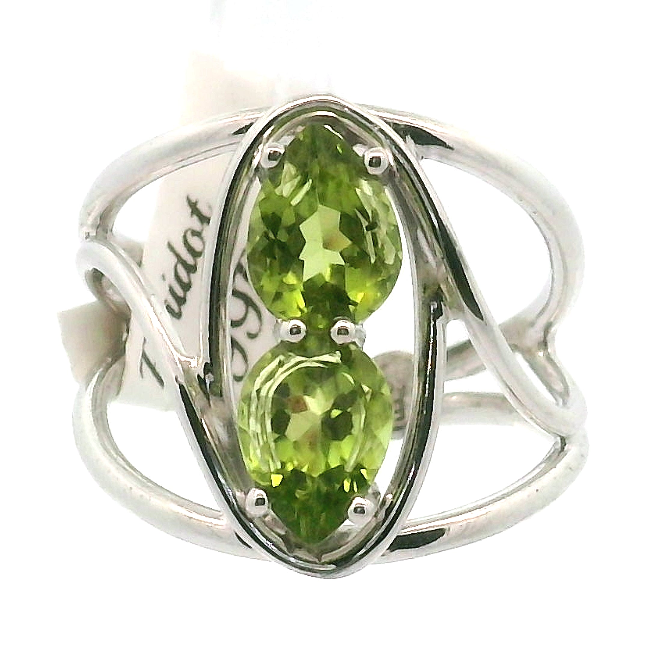 Peridot Finger Wand Cuff Ring .925 Silver for Luck and Prosperity