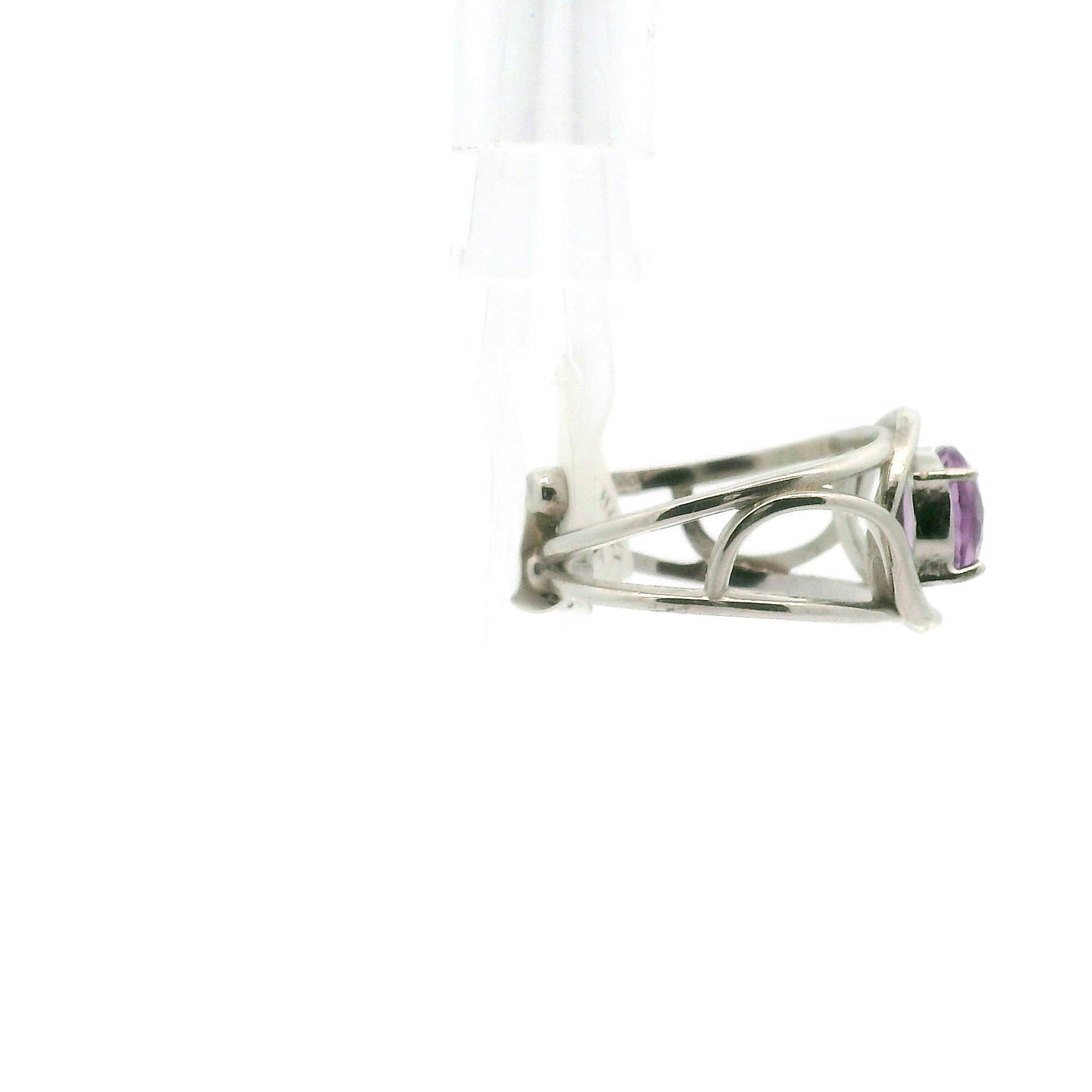 Amethyst Snowflake Hexagon Cuff Ring .925 Silver for Divine Wisdom