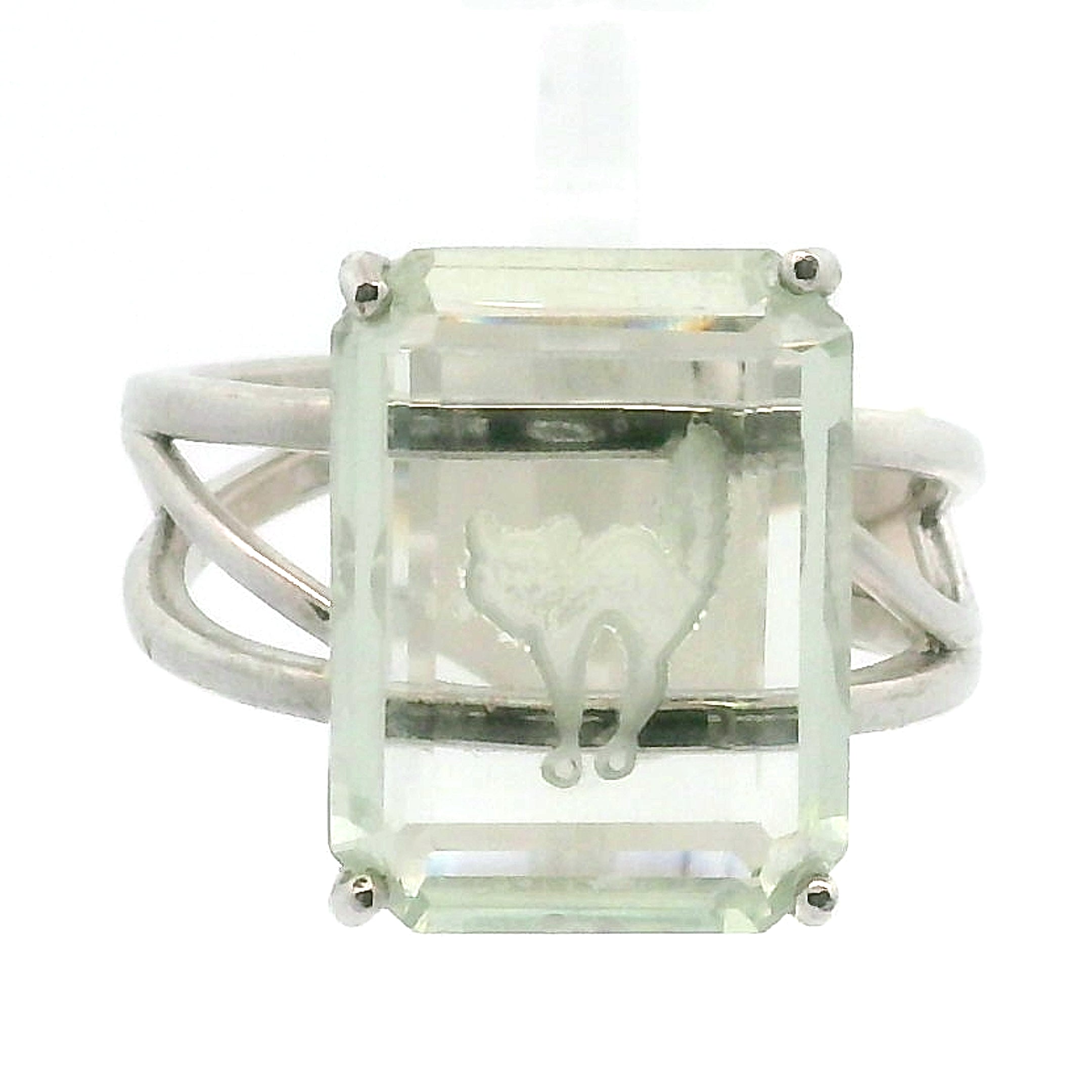 Scaredy Cat Finger Cuff Adjustable Ring .925 Silver for Connecting with Spirit