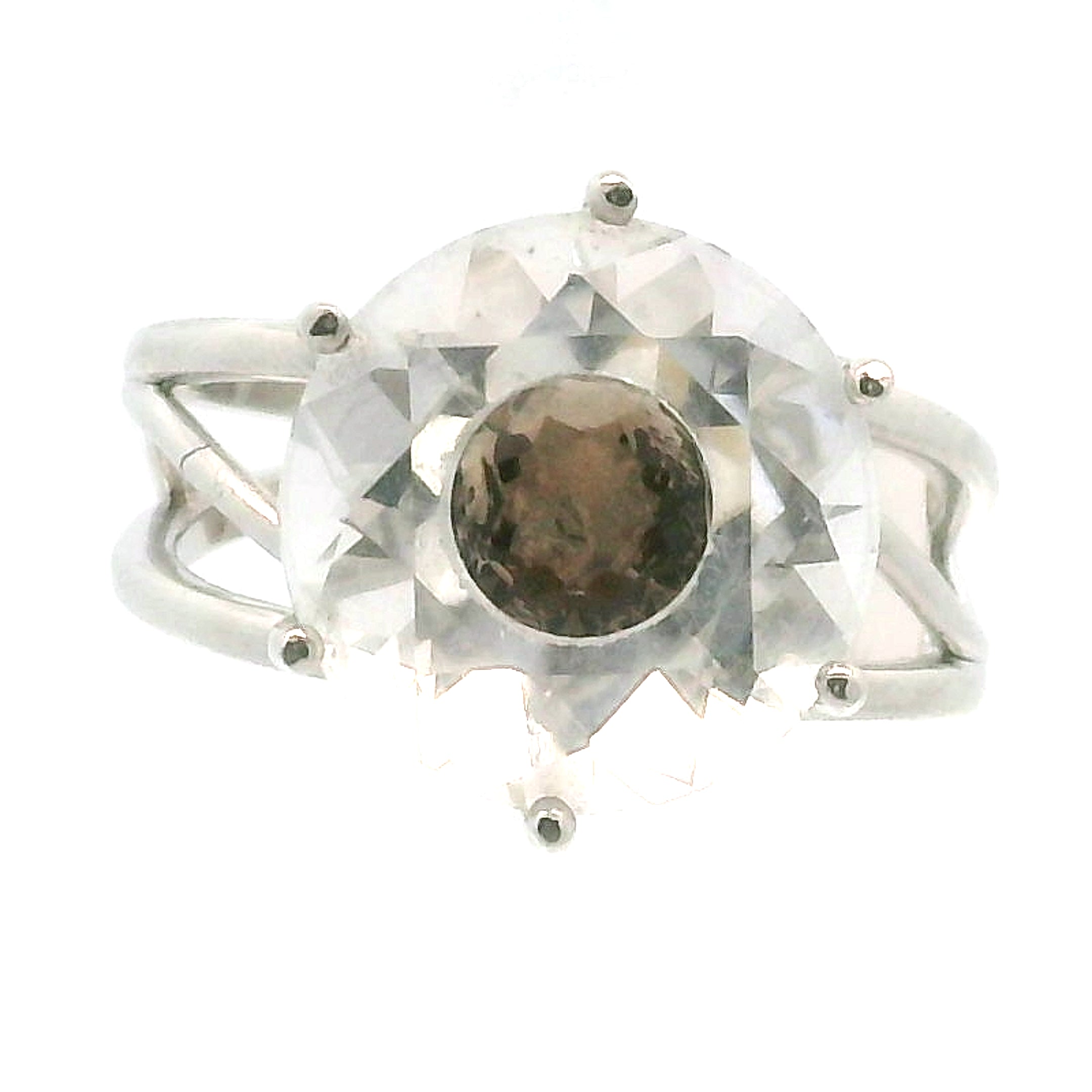 Double Faceted Eye Cuff Ring .925 Silver for Clarity