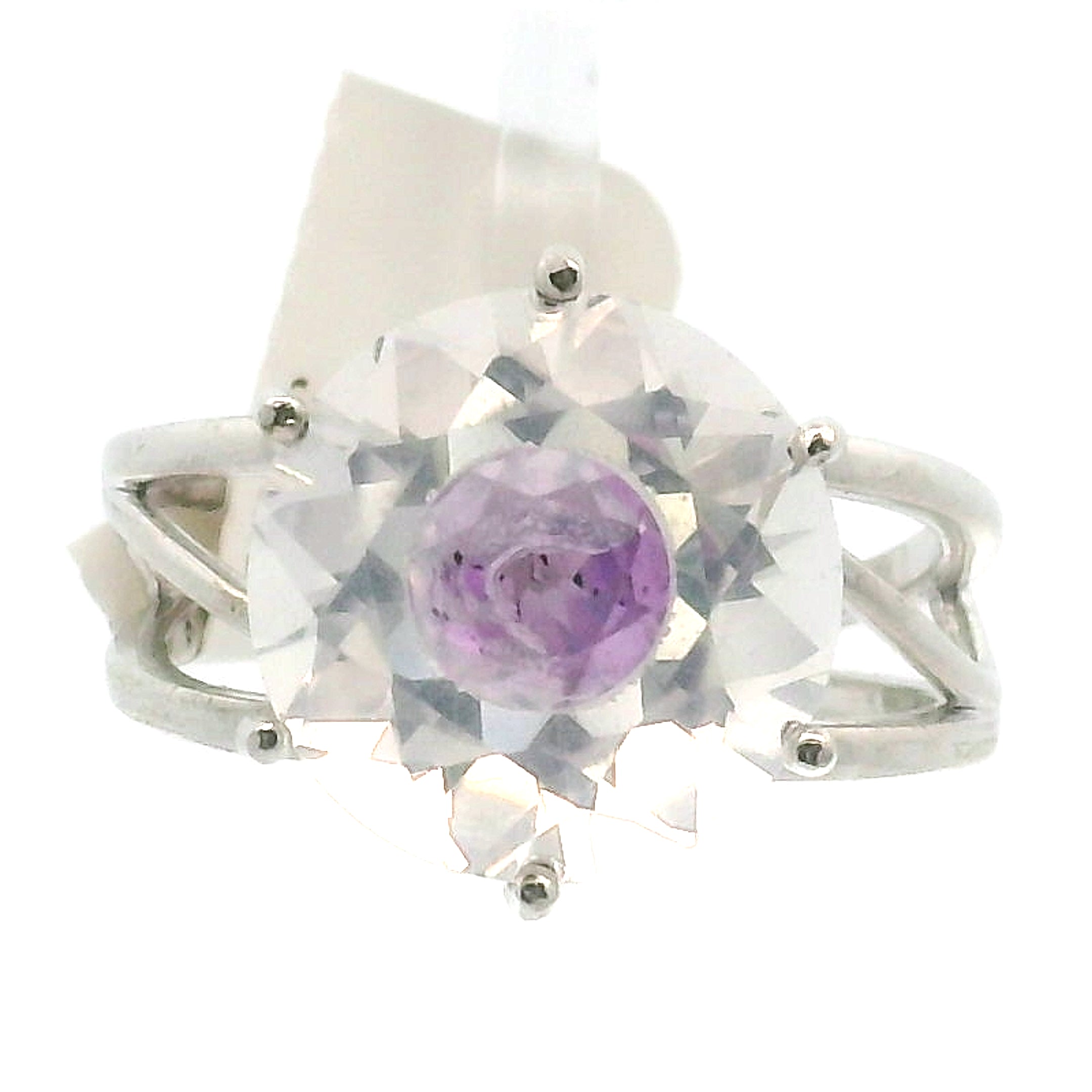 Double Faceted Eye Cuff Ring .925 Silver for Clarity