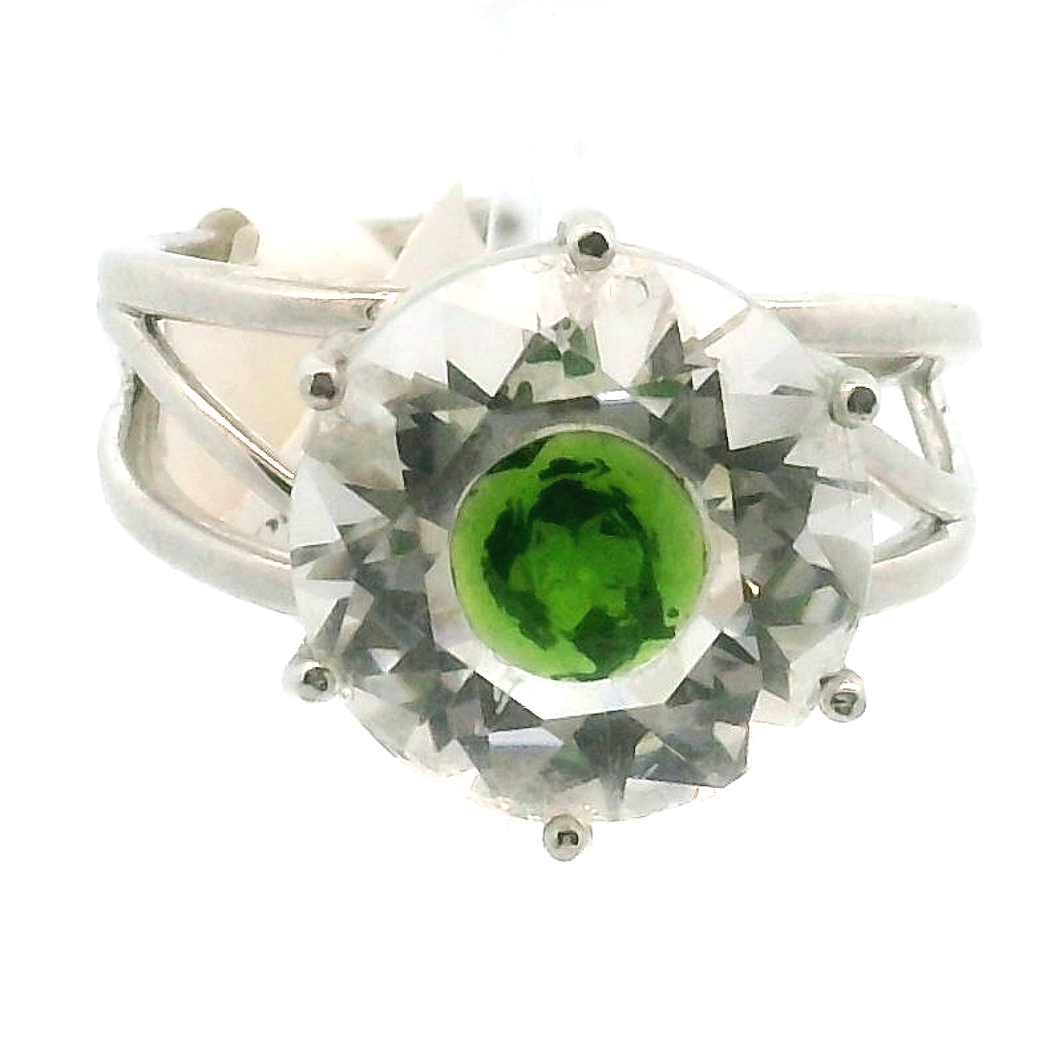 Double Faceted Eye Cuff Ring .925 Silver for Clarity