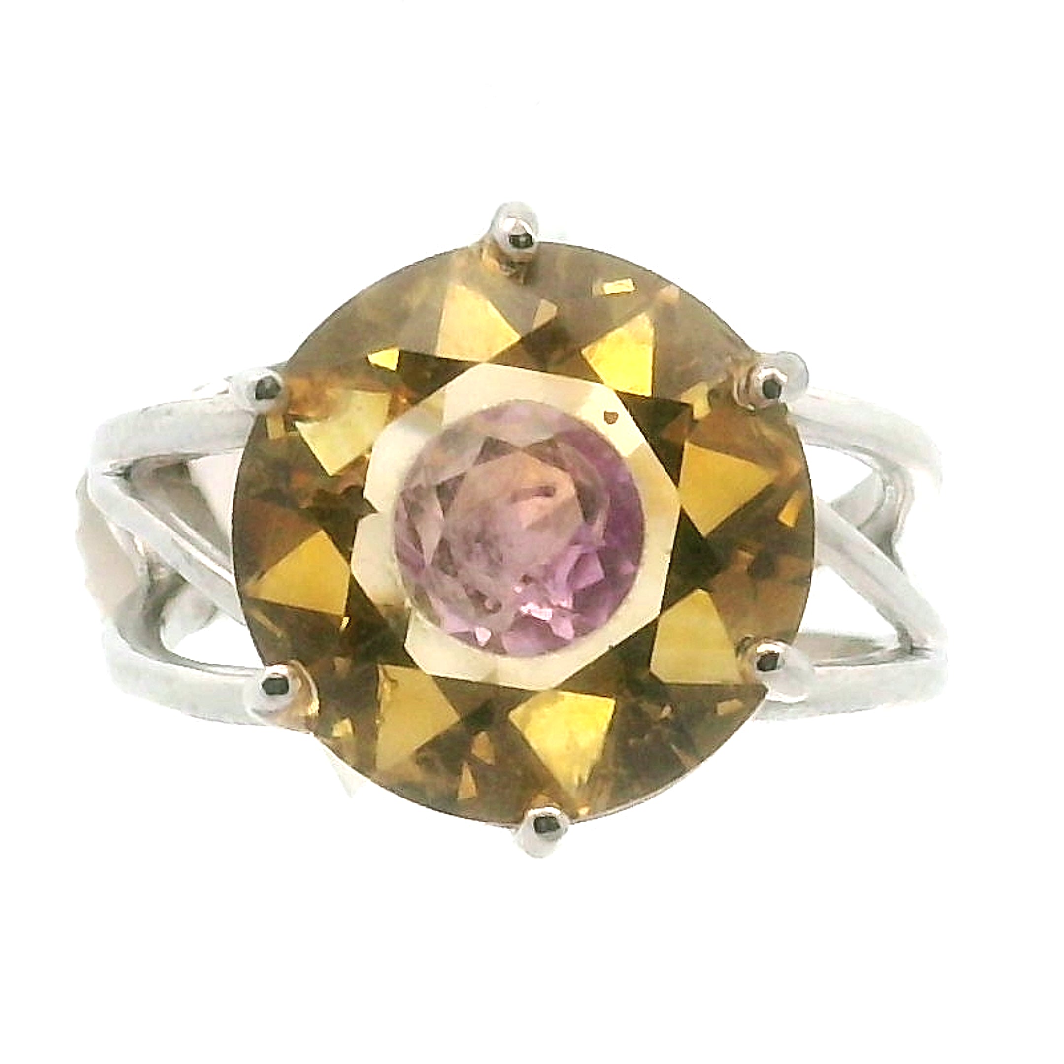 Double Faceted Eye Cuff Ring .925 Silver for Clarity