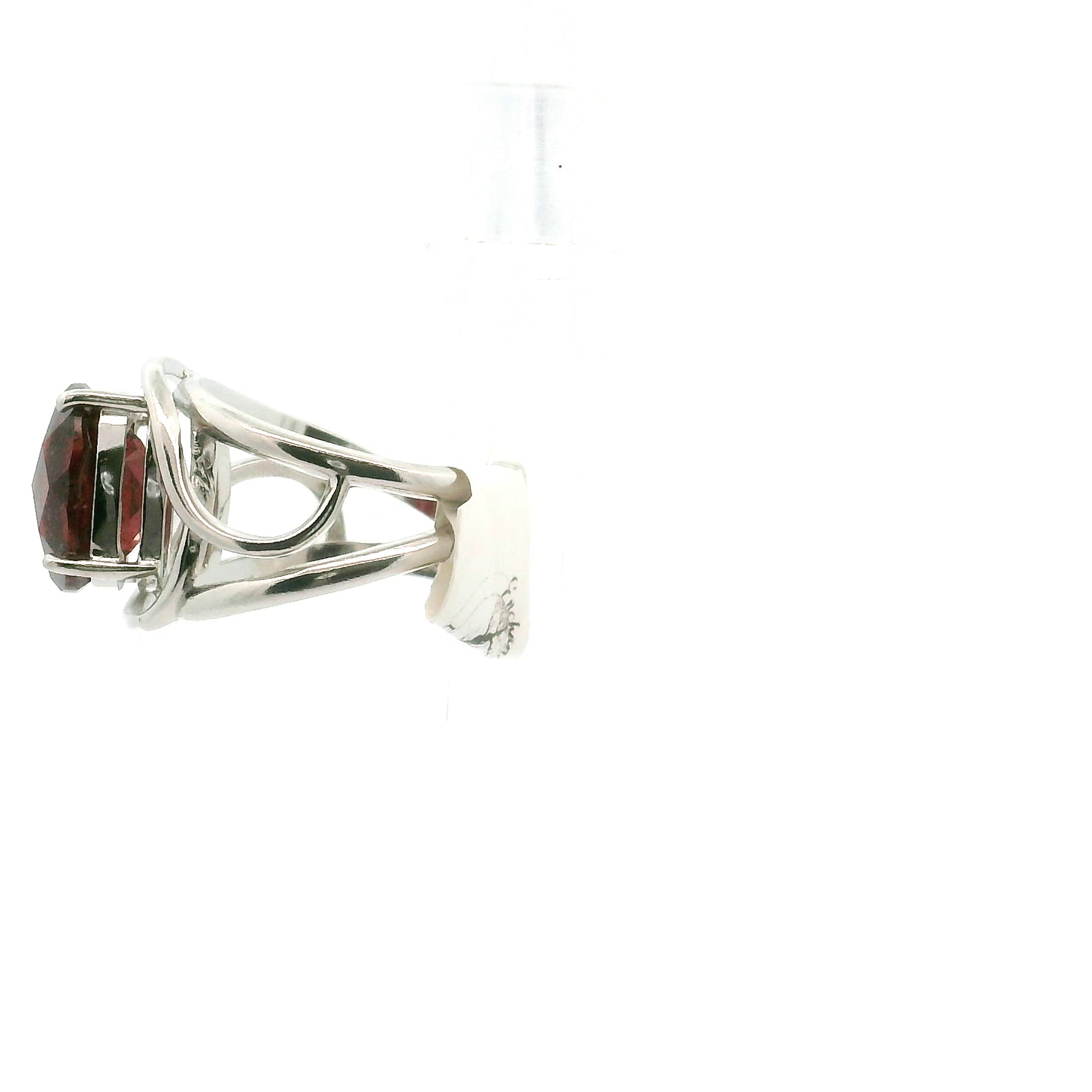 Tanzania Garnet Cuff Ring .925 Silver for Strength and Grounding