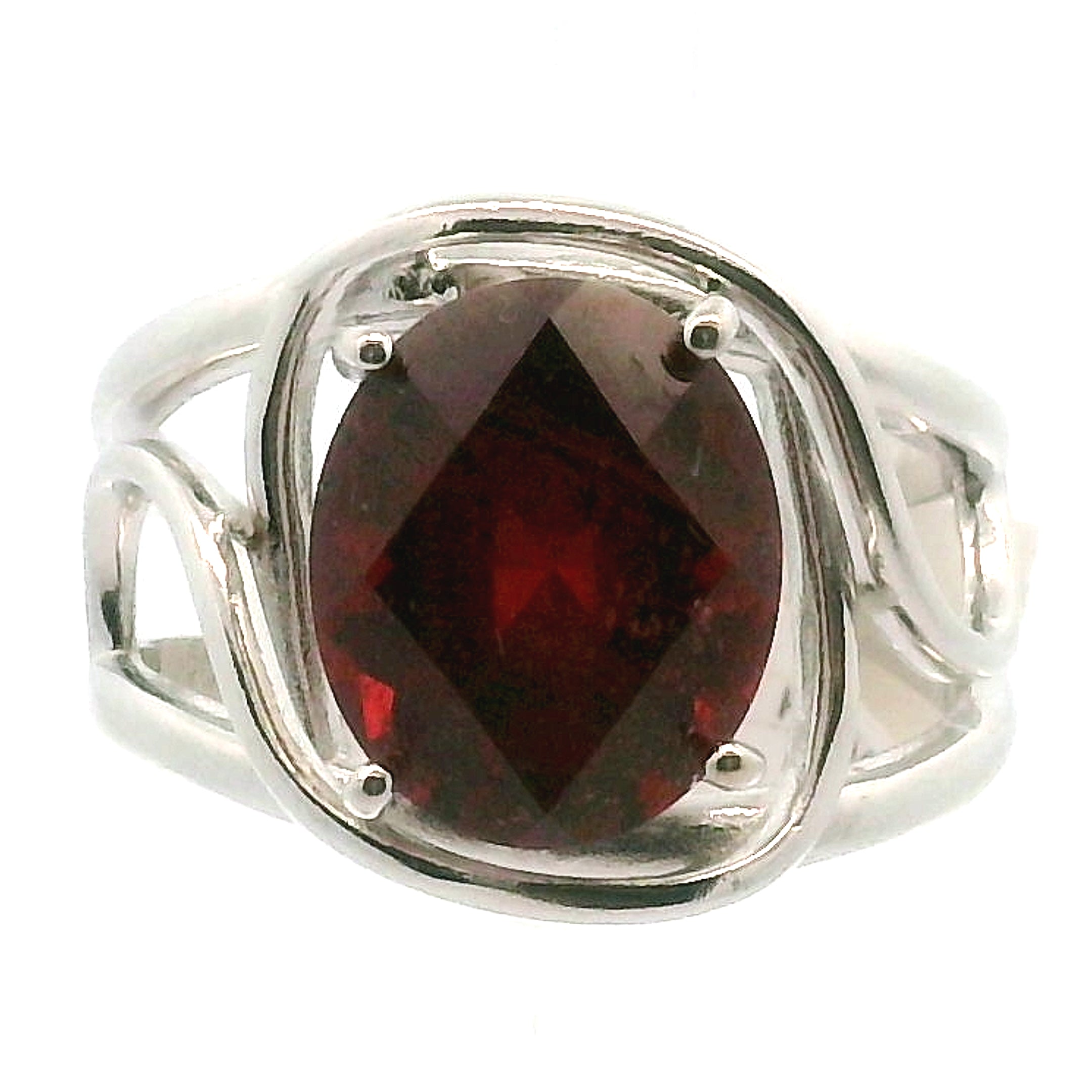 Tanzania Garnet Cuff Ring .925 Silver for Strength and Grounding