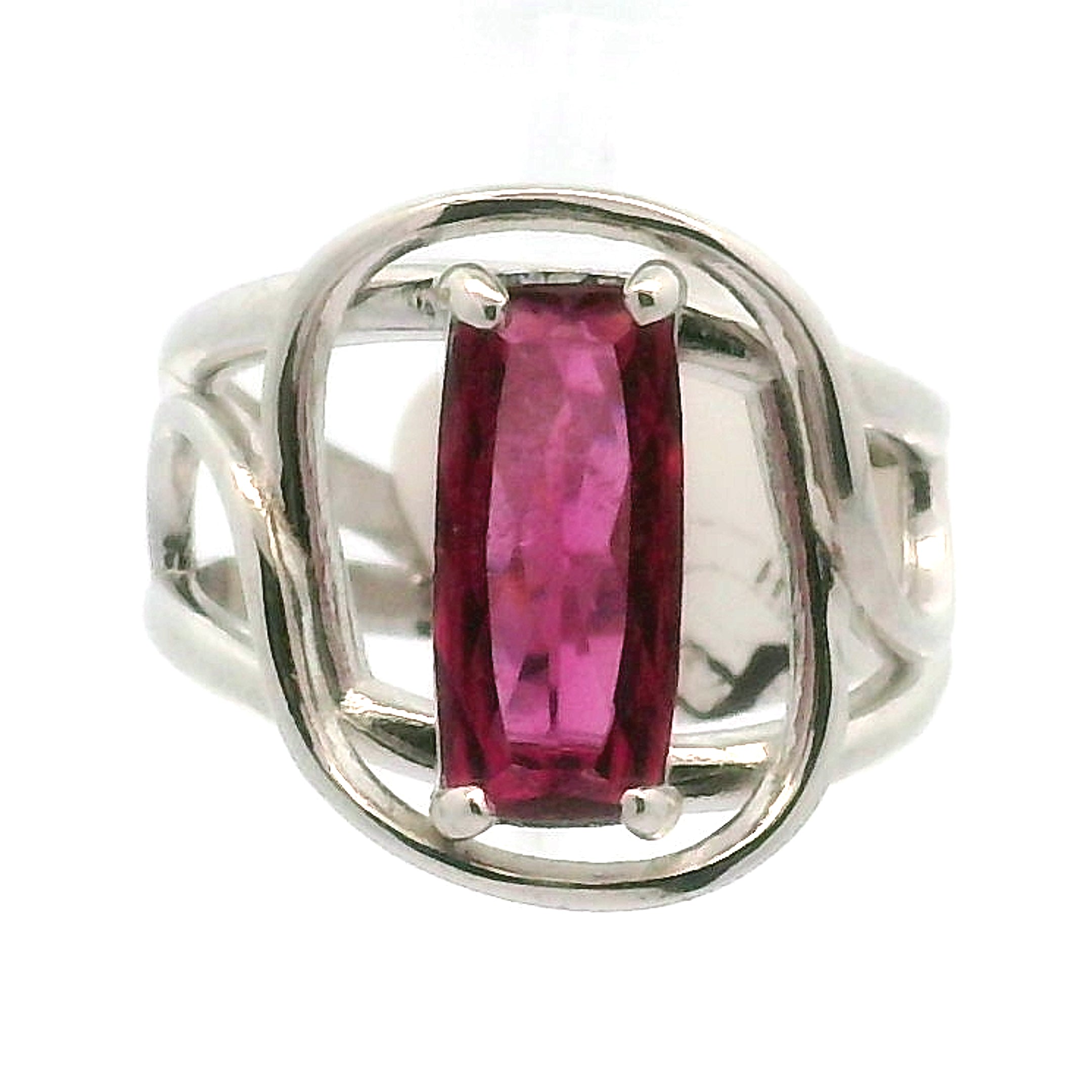 Pink Tourmaline Cuff Ring .925 Silver for Joy, Kindness and Love