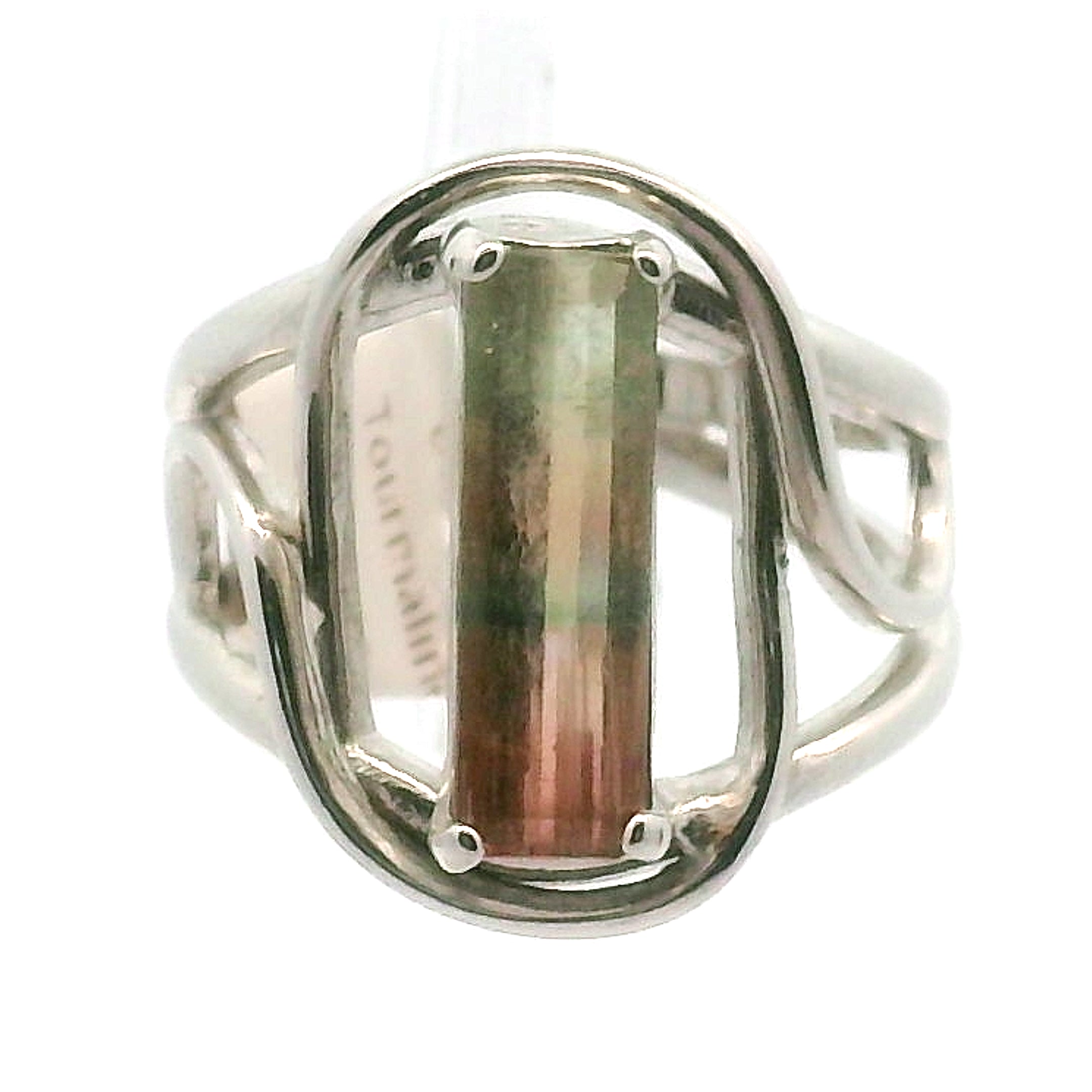Watermelon Tourmaline Midi Cuff Ring .925 Silver for Profound Heart Healing