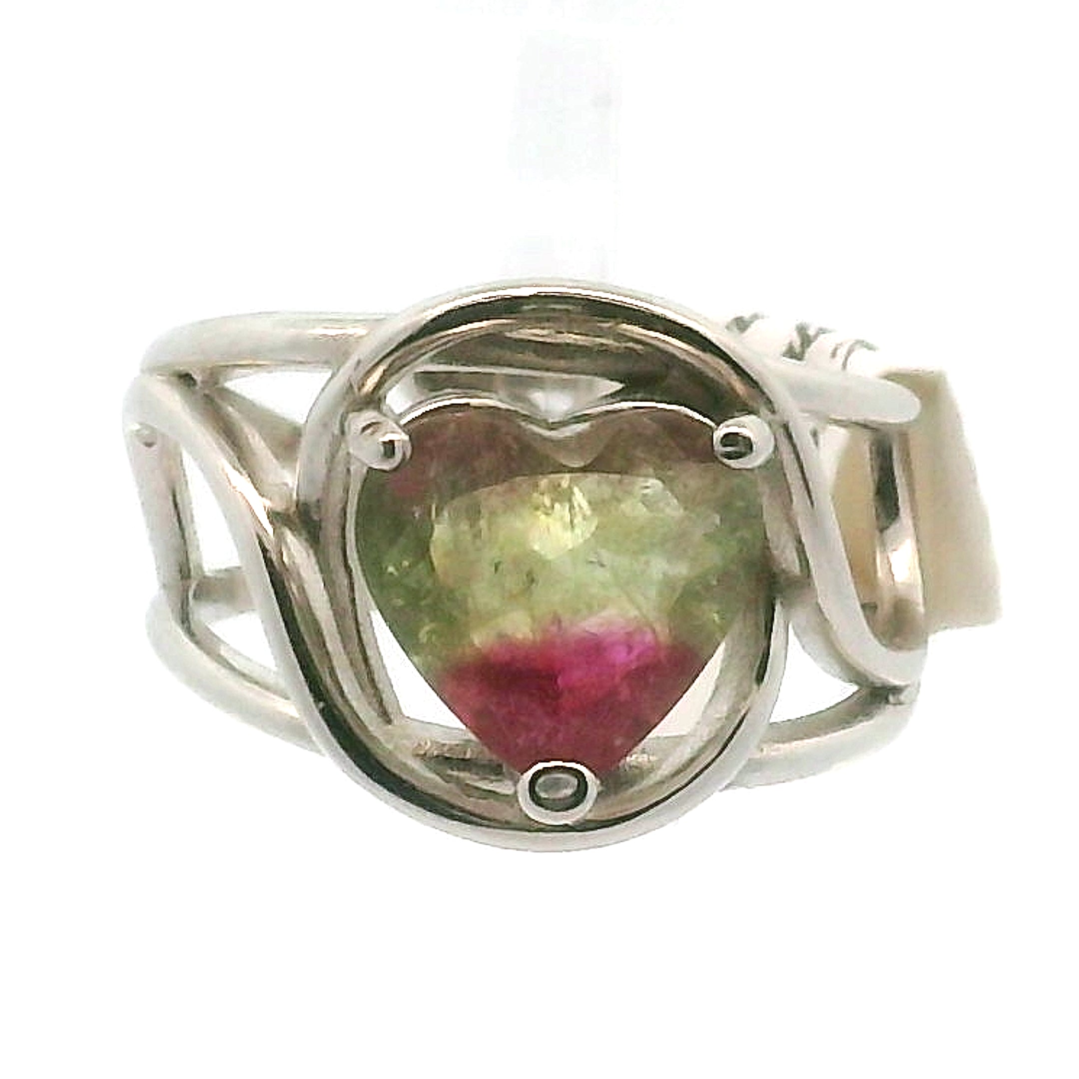 Watermelon Tourmaline Midi Cuff Ring .925 Silver for Profound Heart Healing