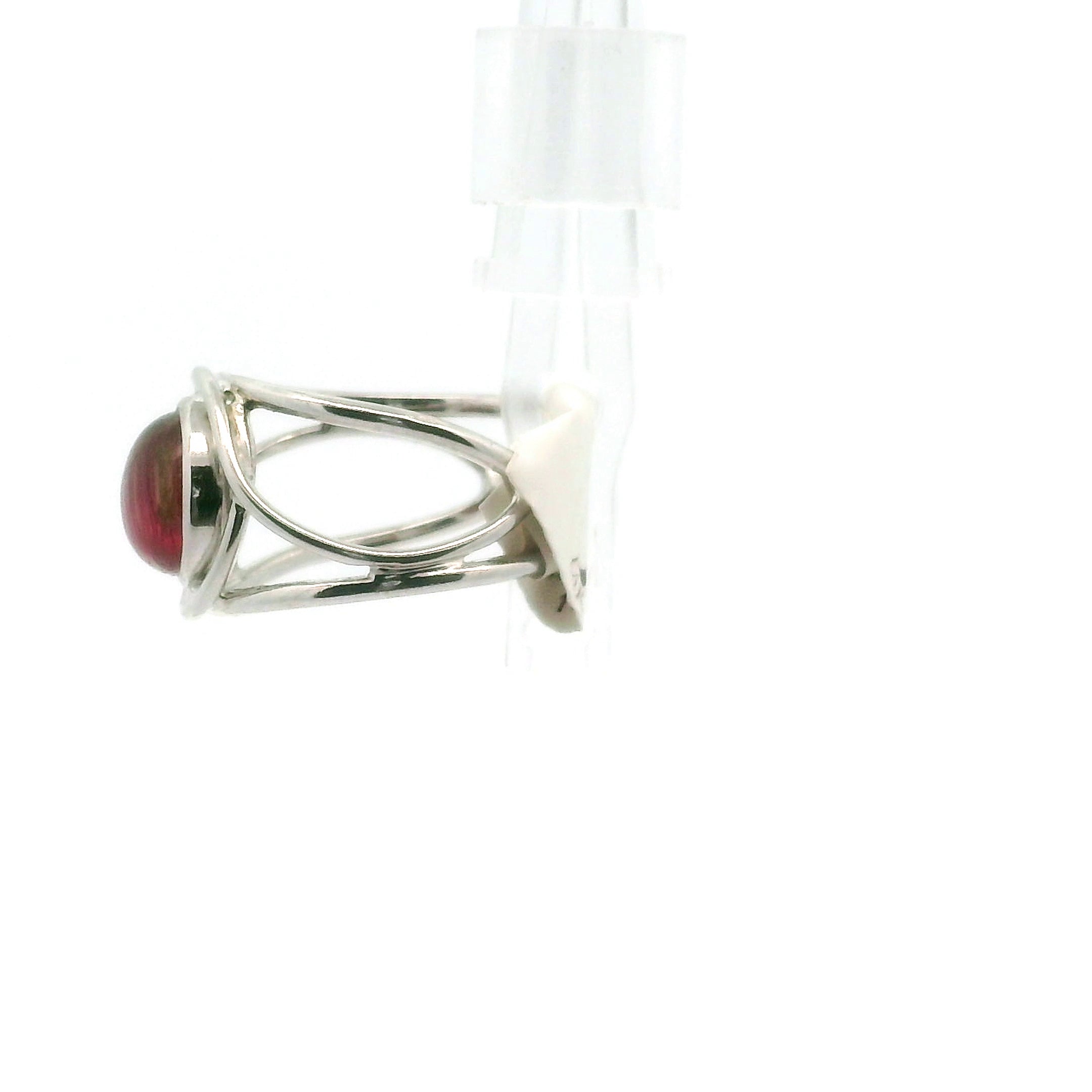 Cats Eye Watermelon Tourmaline Cuff Ring .925 Silver for Profound Heart Healing
