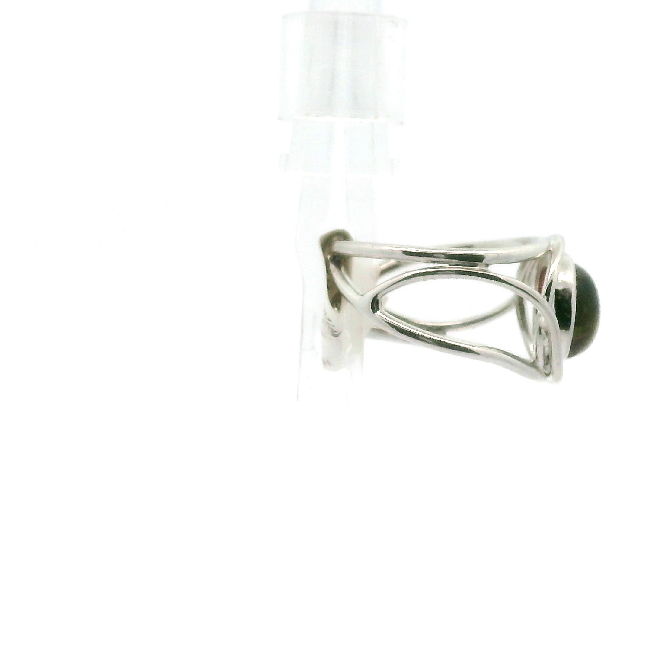 Cats Eye Watermelon Tourmaline Cuff Ring .925 Silver for Profound Heart Healing