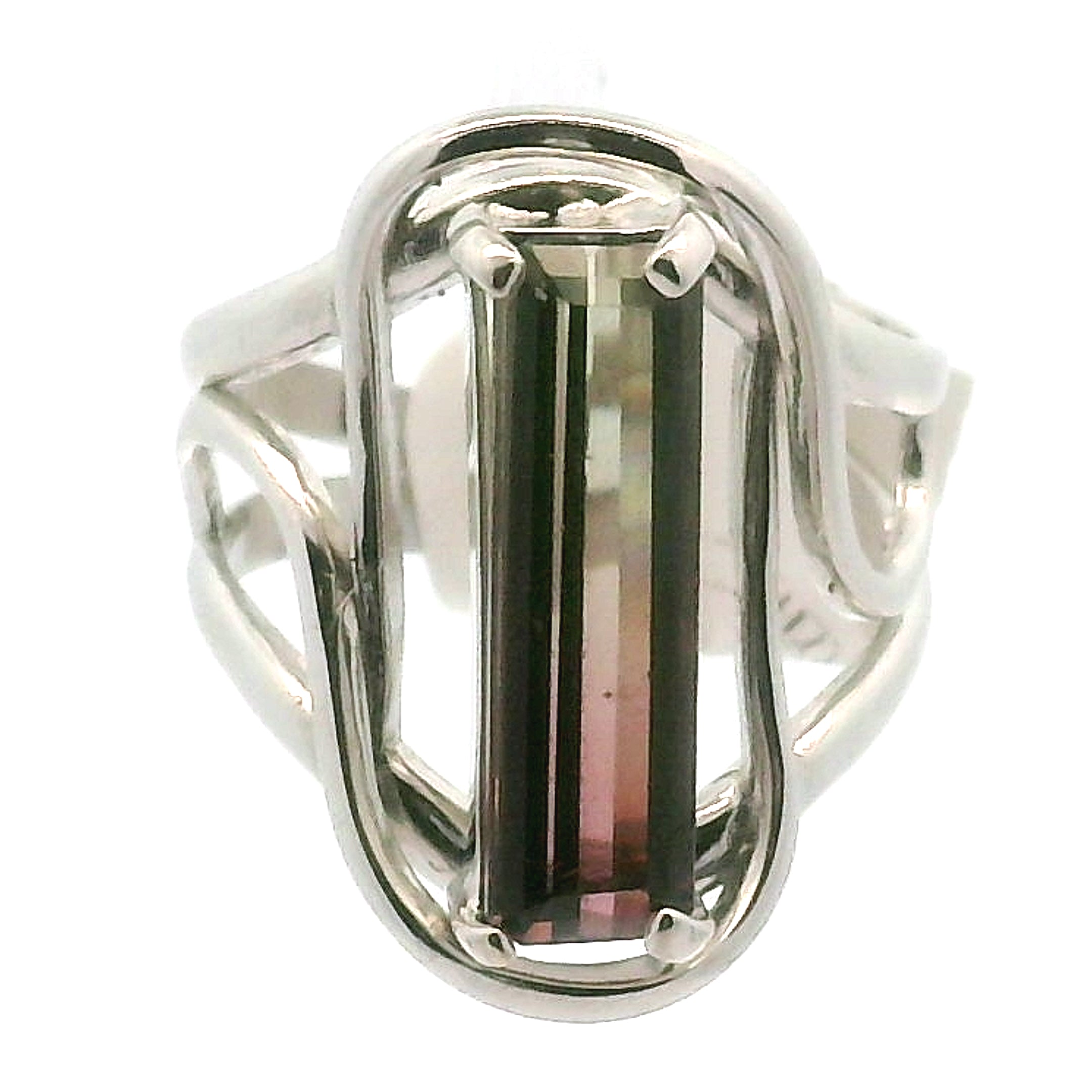 Tourmaline Cuff Ring .925 Silver for Spiritual Growth and Renewal