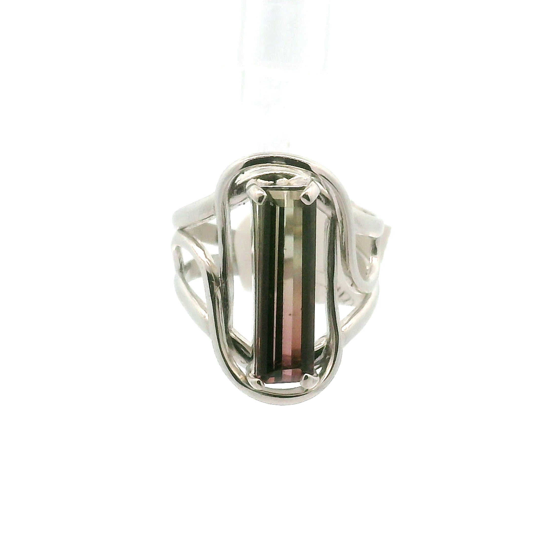 Tourmaline Cuff Ring .925 Silver for Spiritual Growth and Renewal