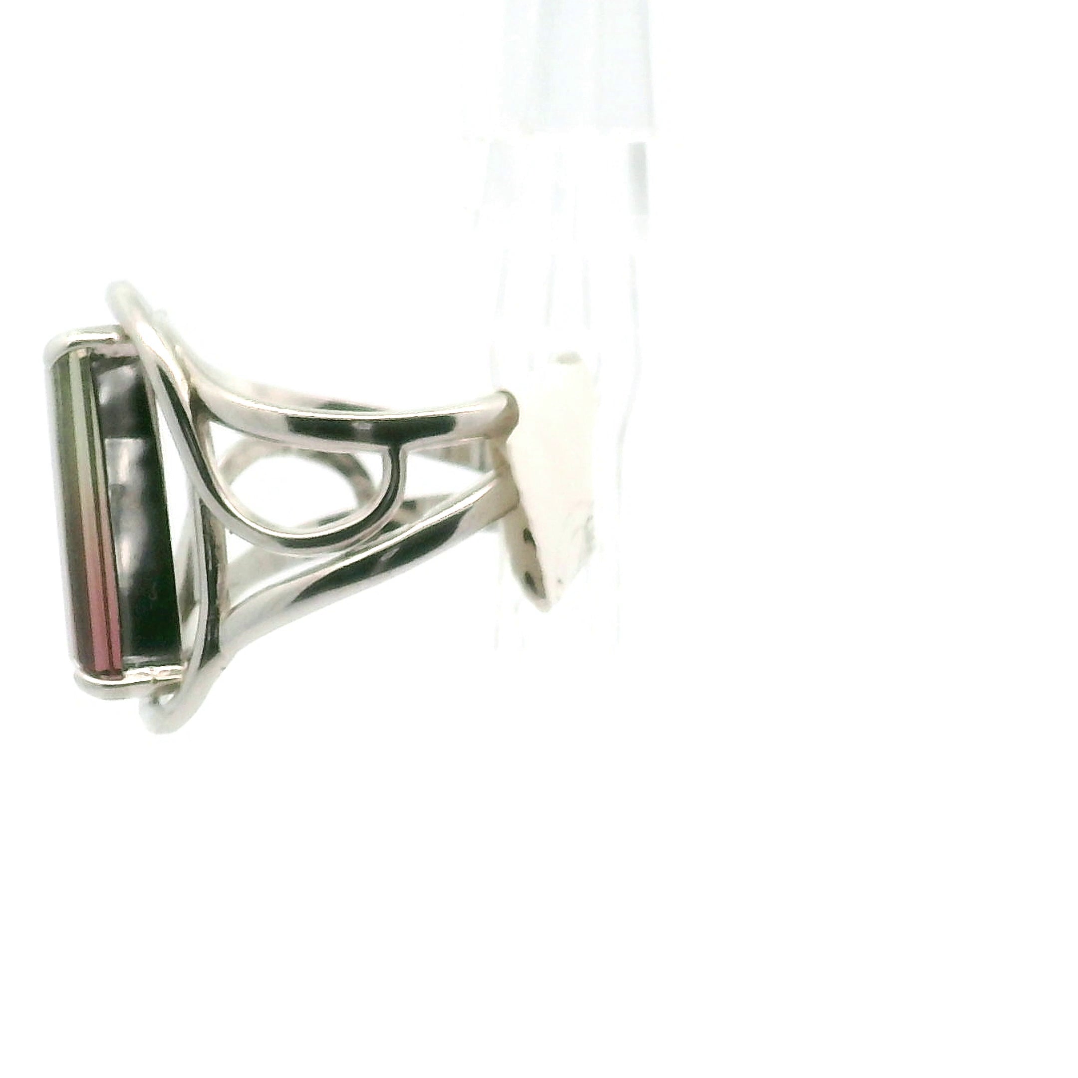 Tourmaline Cuff Ring .925 Silver for Spiritual Growth and Renewal
