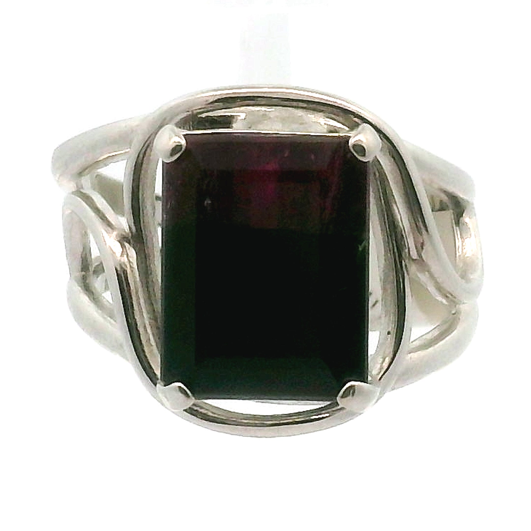 Nightshade Tourmaline Cuff Ring .925 Silver for Spiritual Growth and Renewal