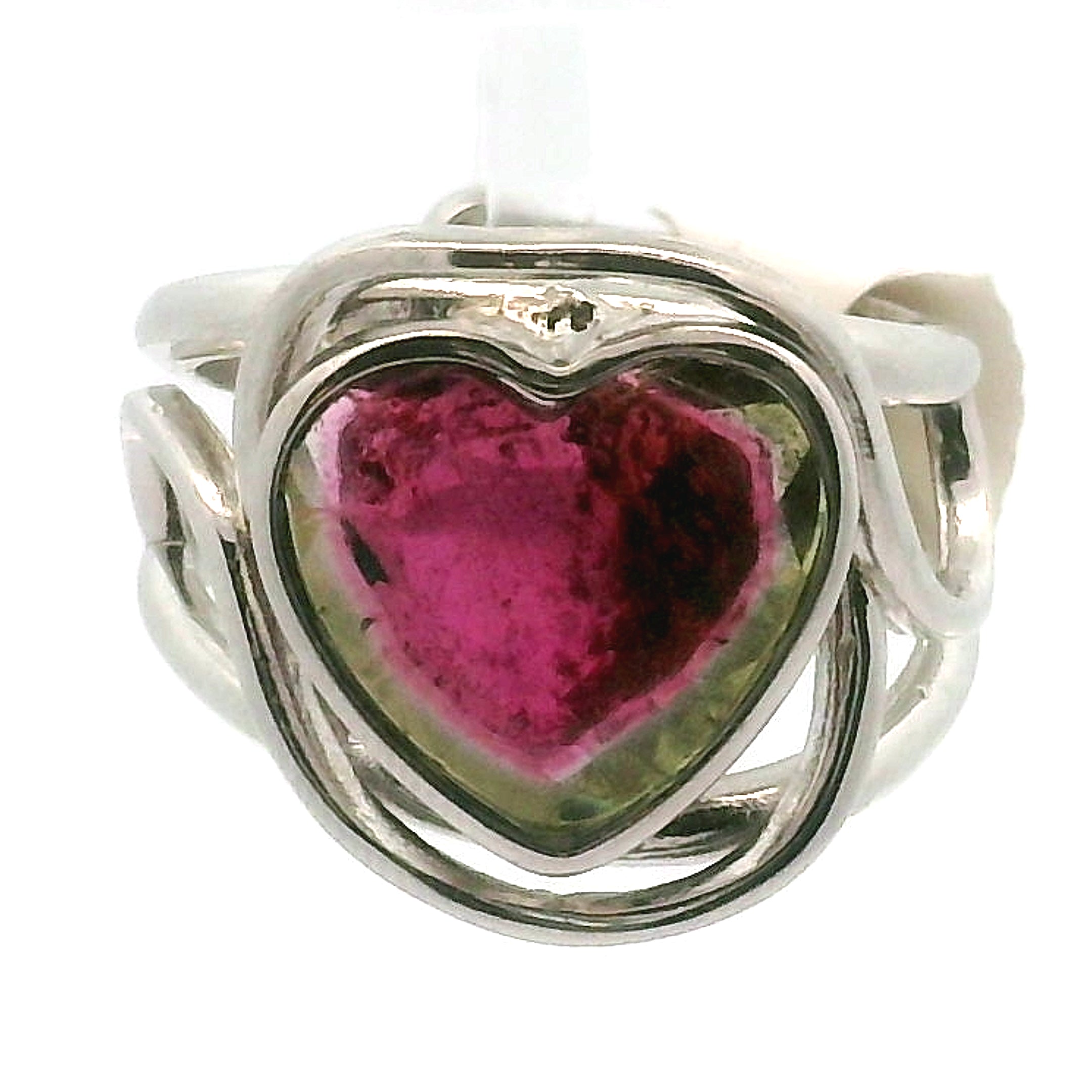 Watermelon Tourmaline Midi Cuff Ring .925 Silver for Profound Heart Healing