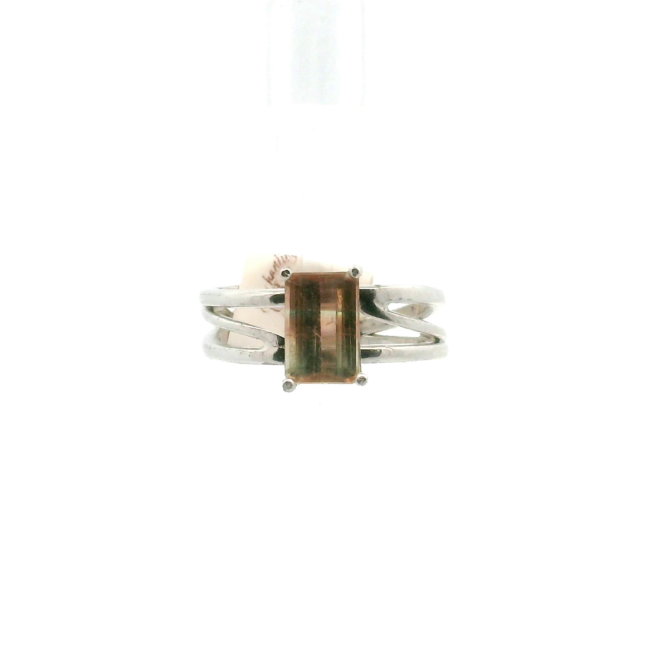 Unicorn Tourmaline Cuff Ring .925 Silver for Spiritual Wisdom
