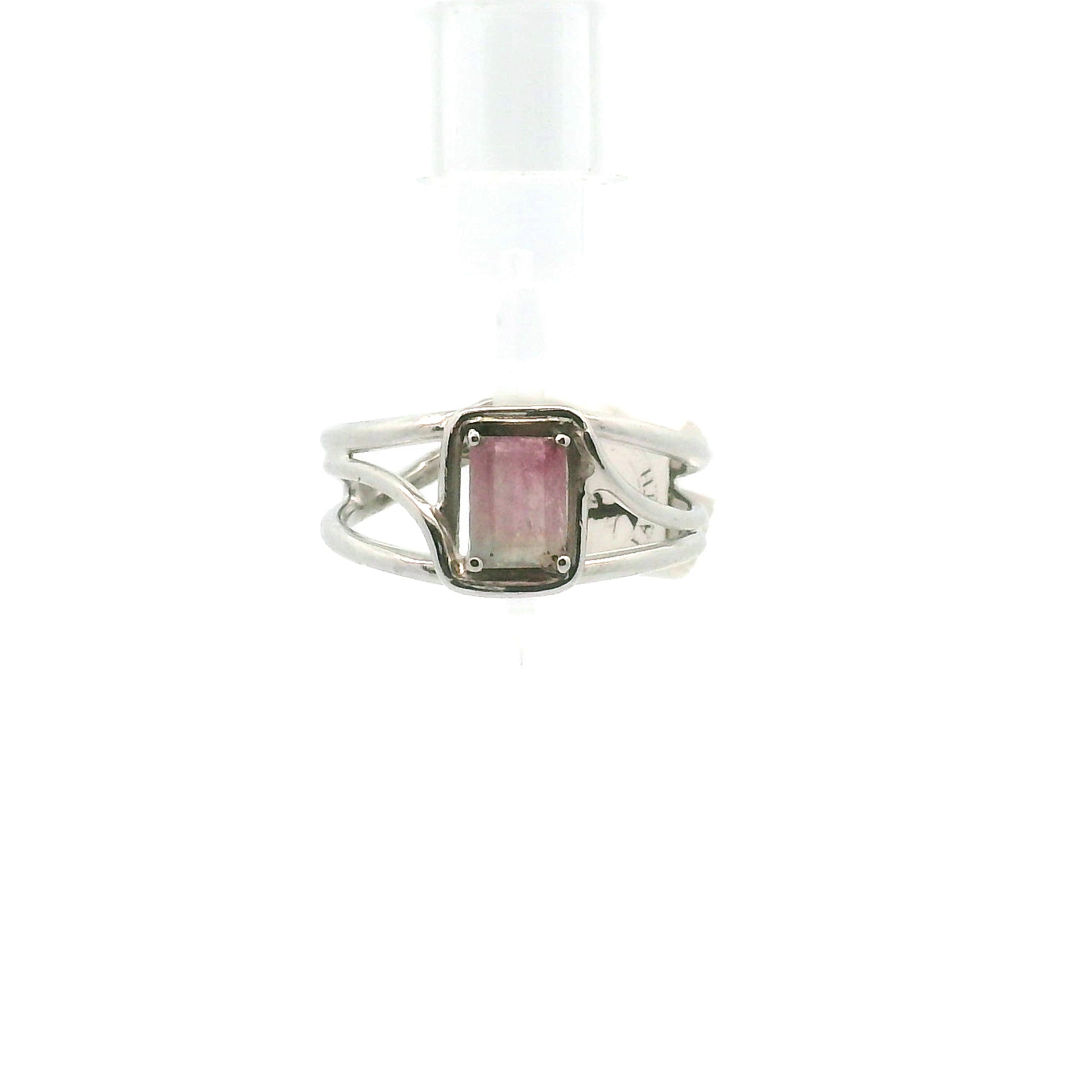Cotton Candy Tourmaline Cuff Ring .925 Silver for Spiritual Cleansing and Rejuvenation