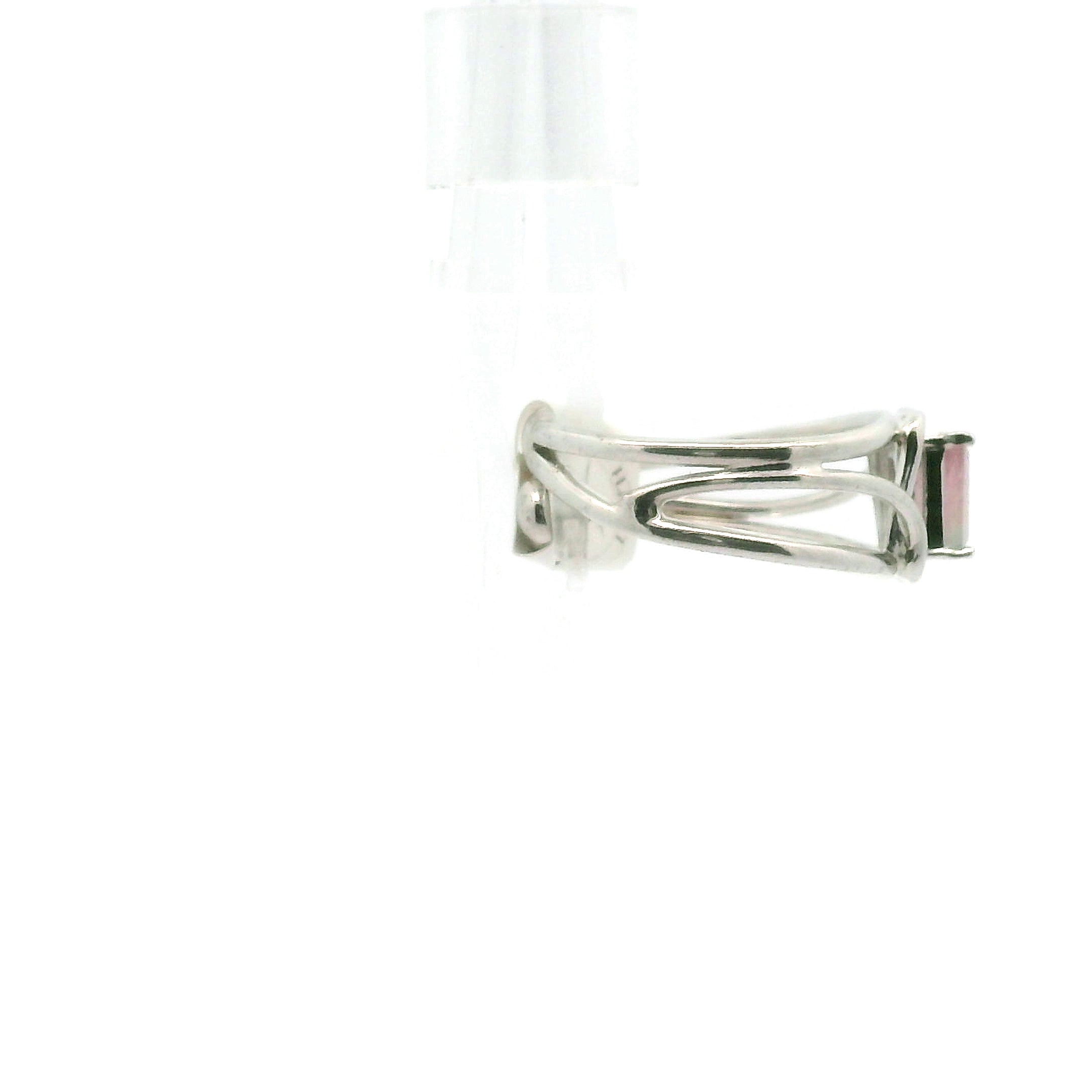 Cotton Candy Tourmaline Cuff Ring .925 Silver for Spiritual Cleansing and Rejuvenation