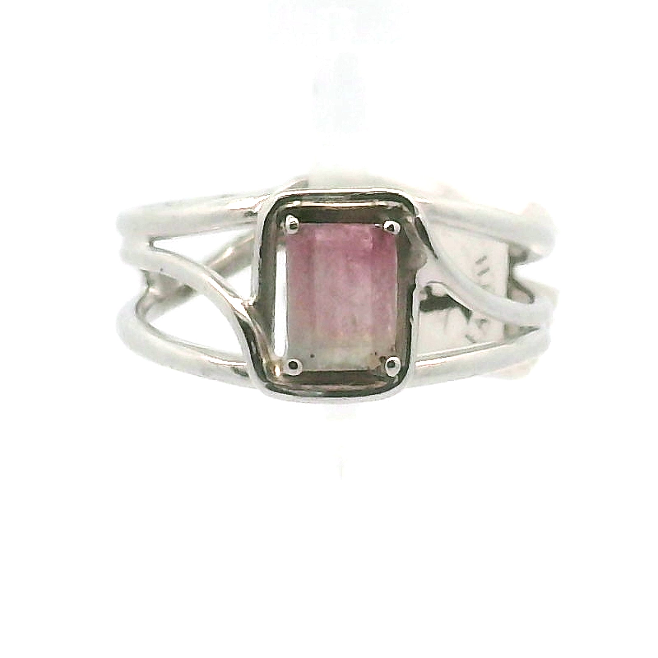 Cotton Candy Tourmaline Cuff Ring .925 Silver for Spiritual Cleansing and Rejuvenation