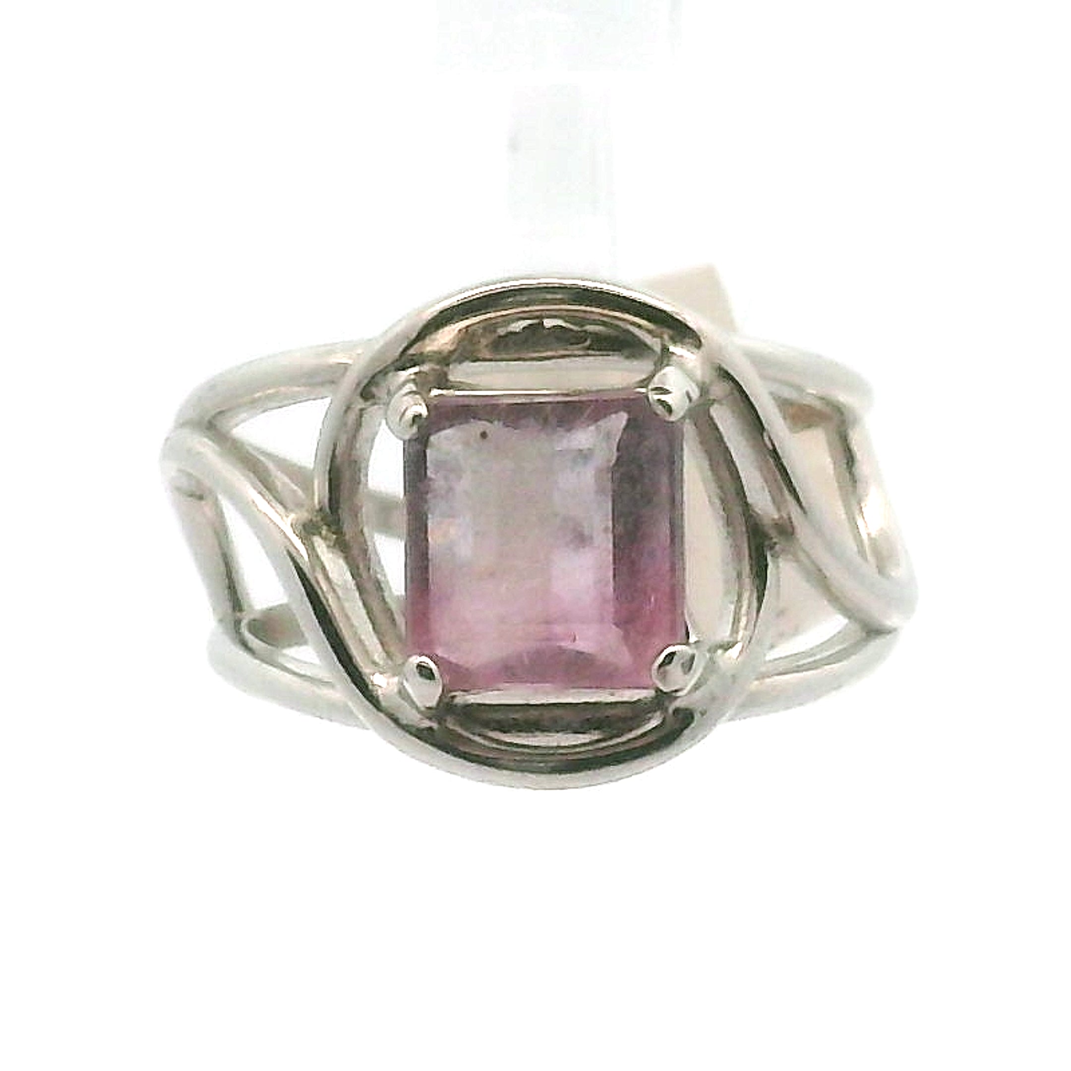 Cotton Candy Tourmaline Cuff Ring .925 Silver for Spiritual Cleansing and Rejuvenation