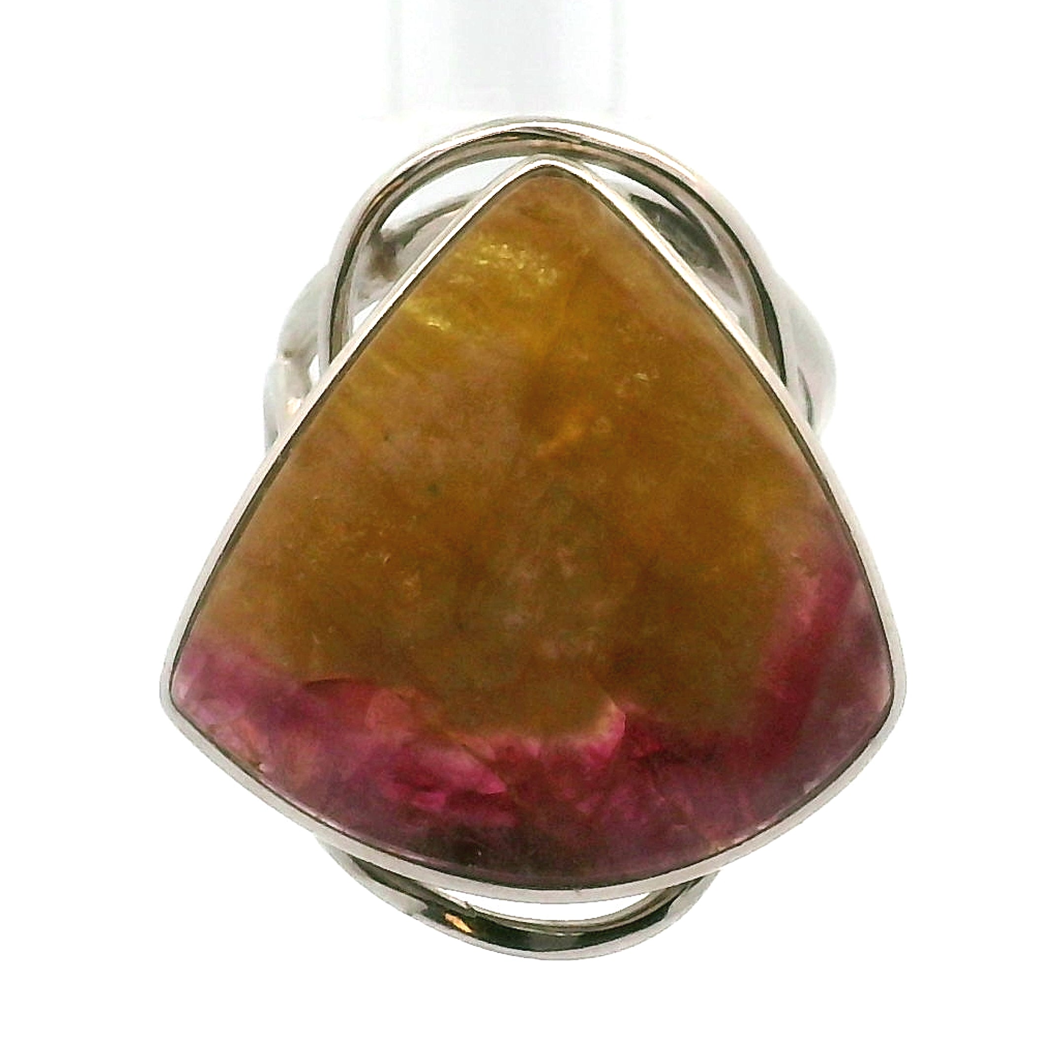 Russia Watermelon Tourmaline Cuff Ring .925 Silver for Spiritual Rejuvenation