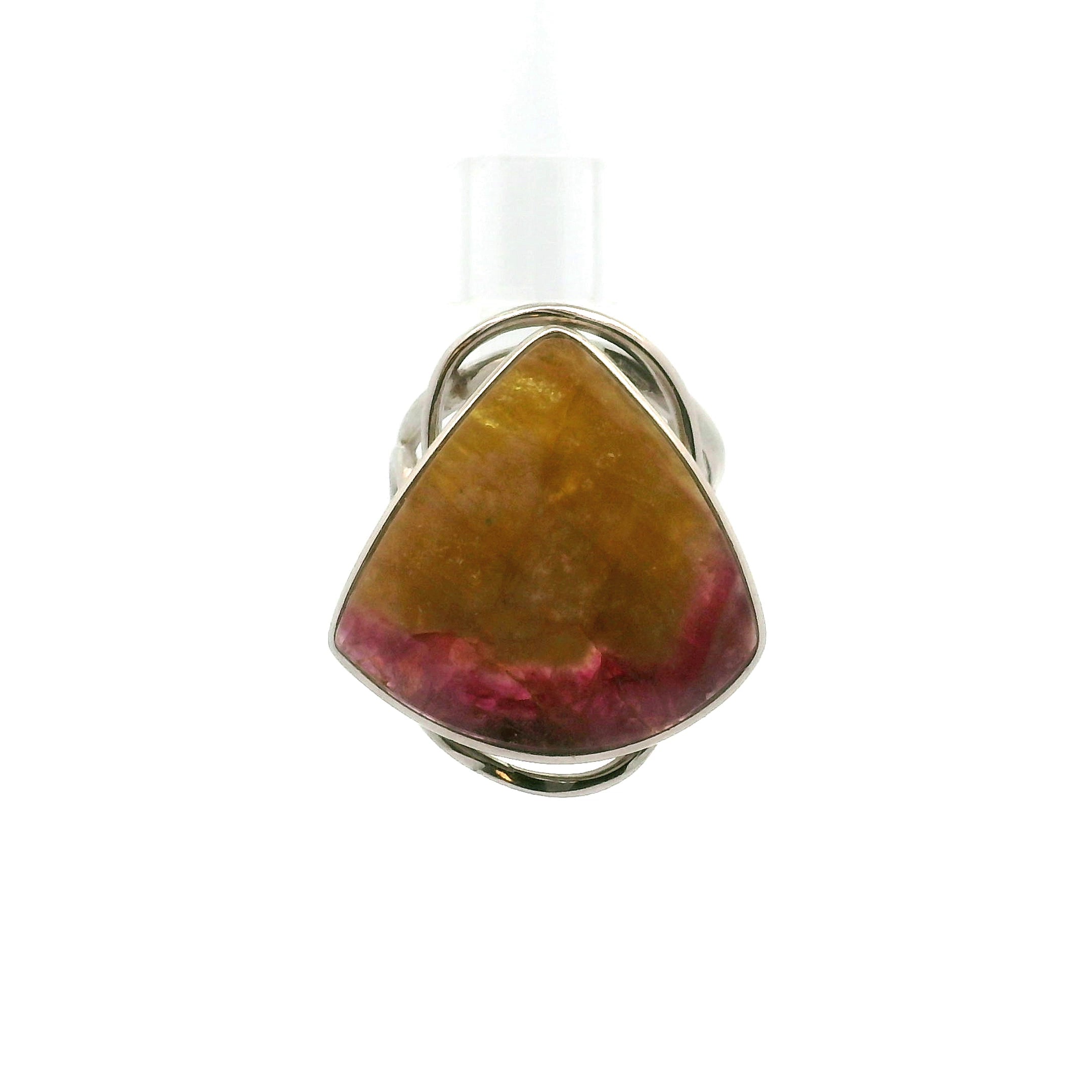 Russia Watermelon Tourmaline Cuff Ring .925 Silver for Spiritual Rejuvenation