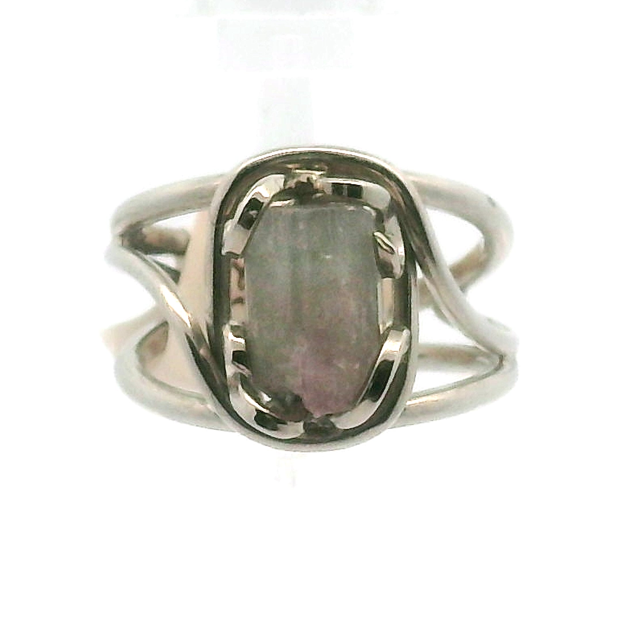 Rough Tourmaline Cuff Ring .925 Silver for Spiritual Wisdom
