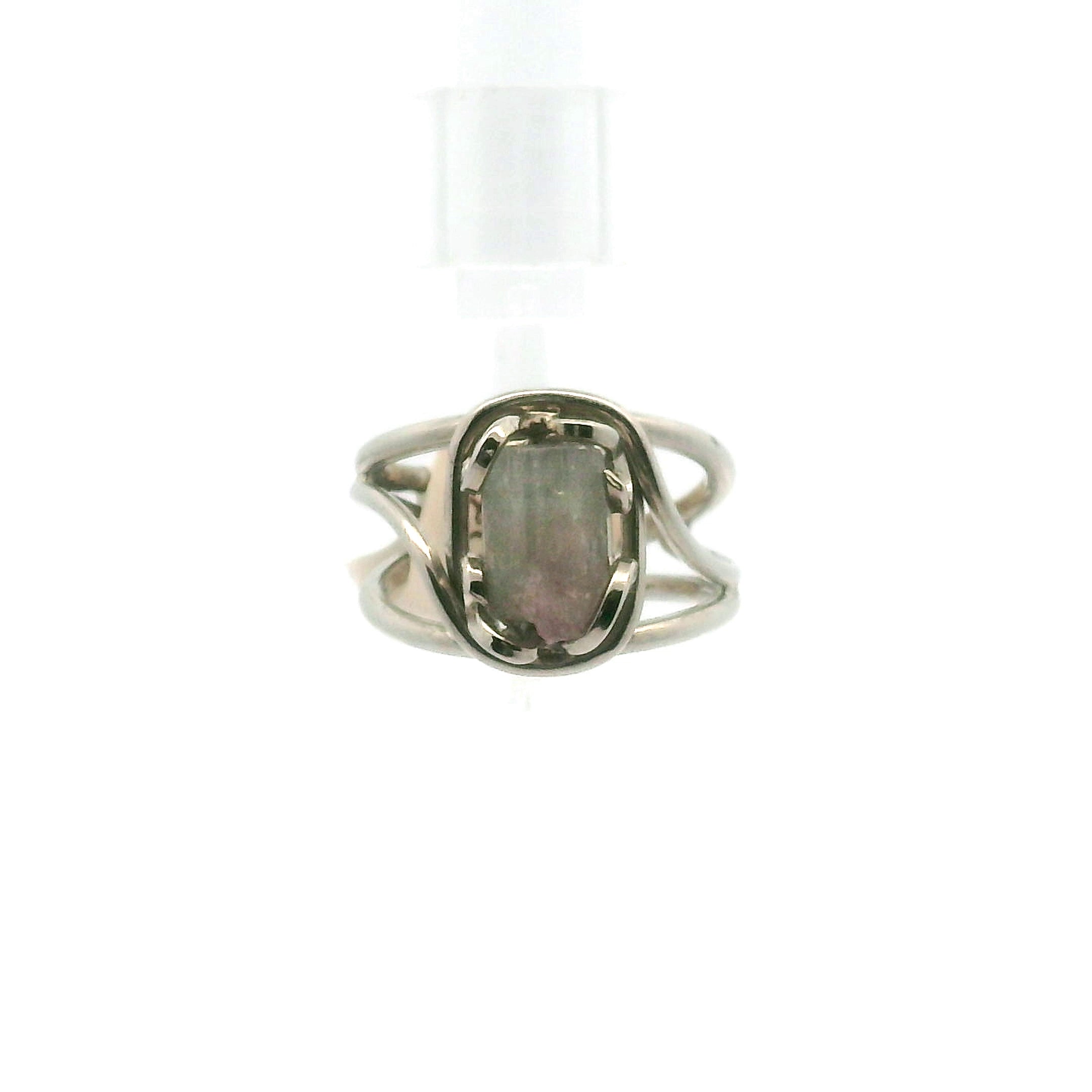 Rough Tourmaline Cuff Ring .925 Silver for Spiritual Wisdom