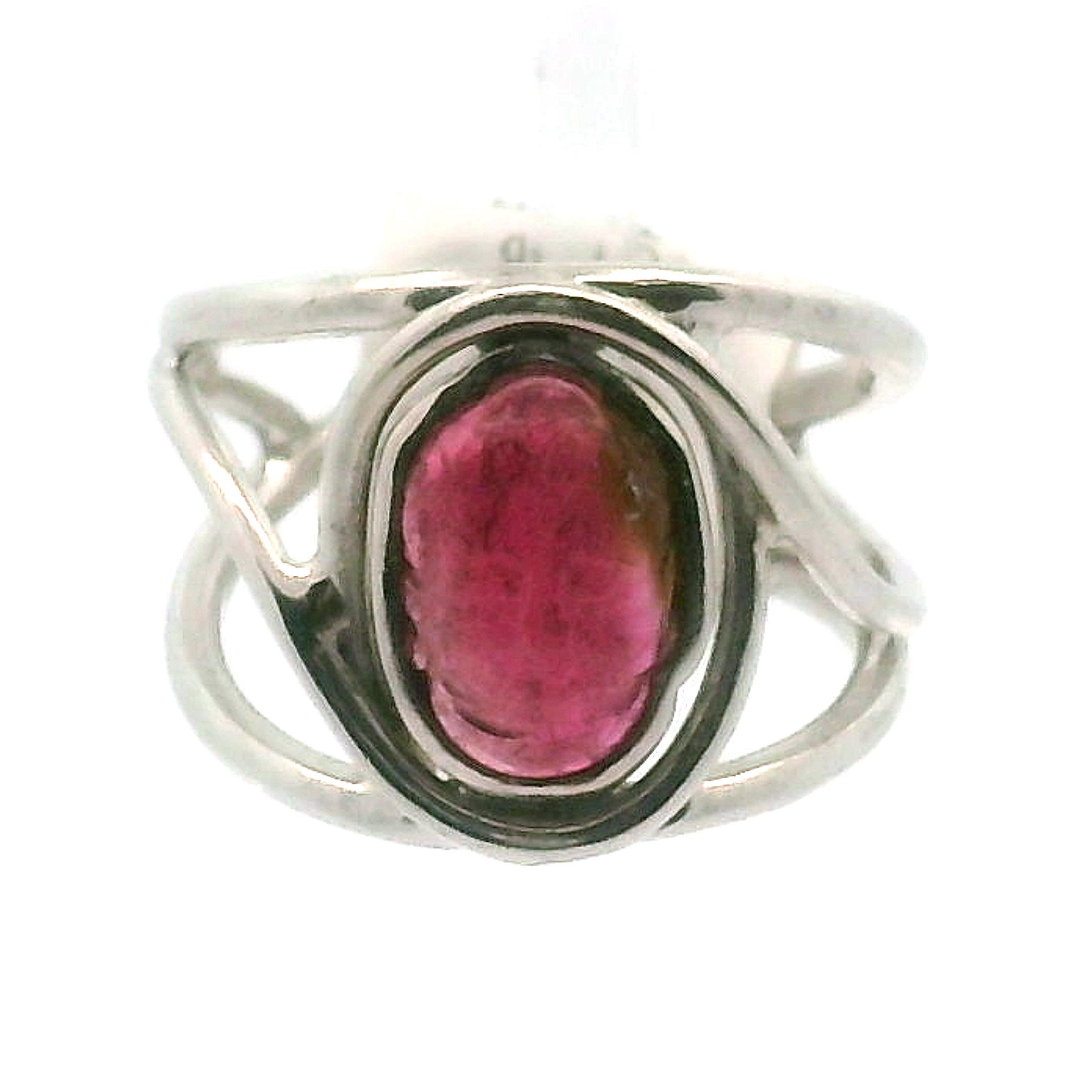 Tourmaline Buddha Cuff Ring Adjustable Ring .925 Silver for Awareness, Communication and Meditation