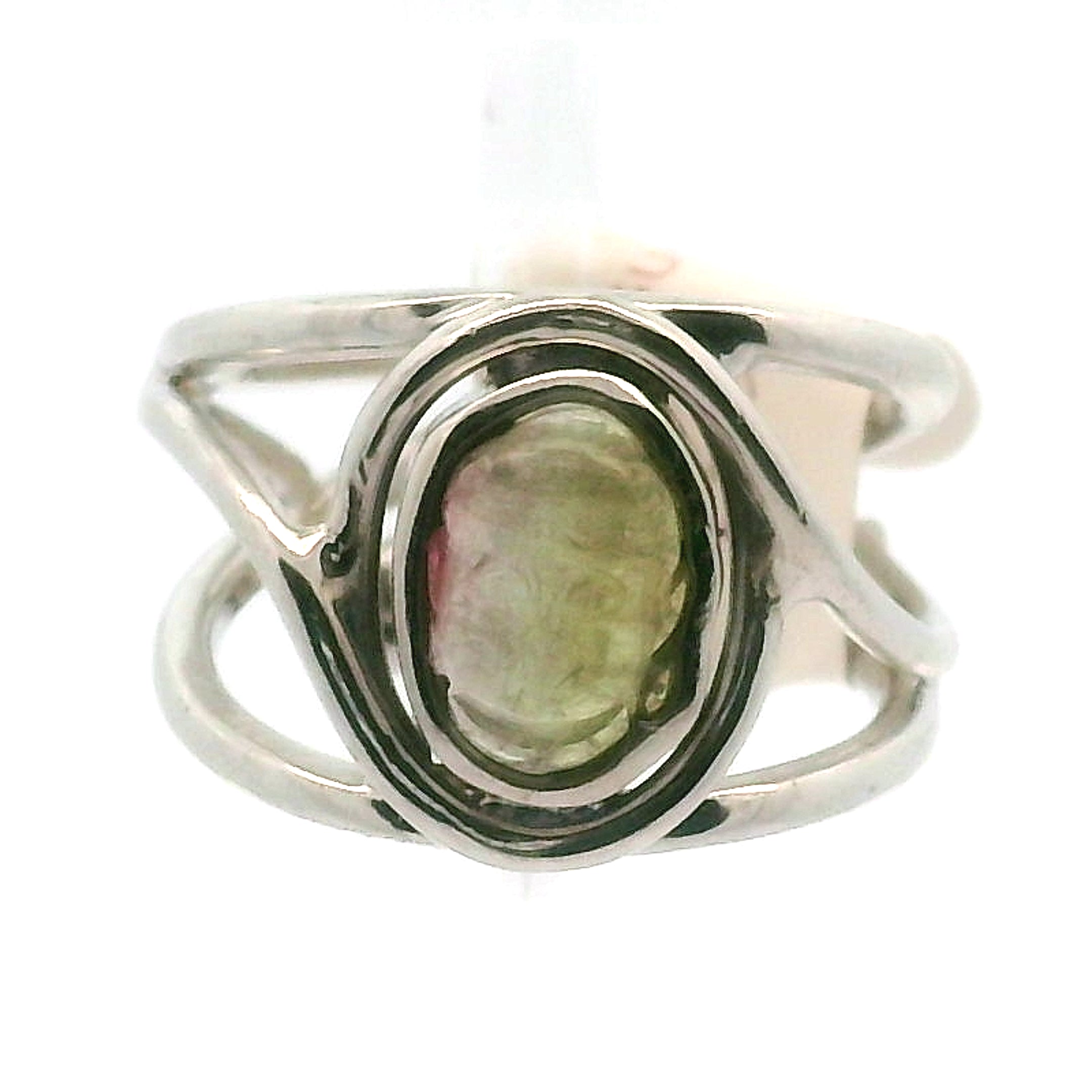 Tourmaline Buddha Cuff Ring Adjustable Ring .925 Silver for Awareness, Communication and Meditation