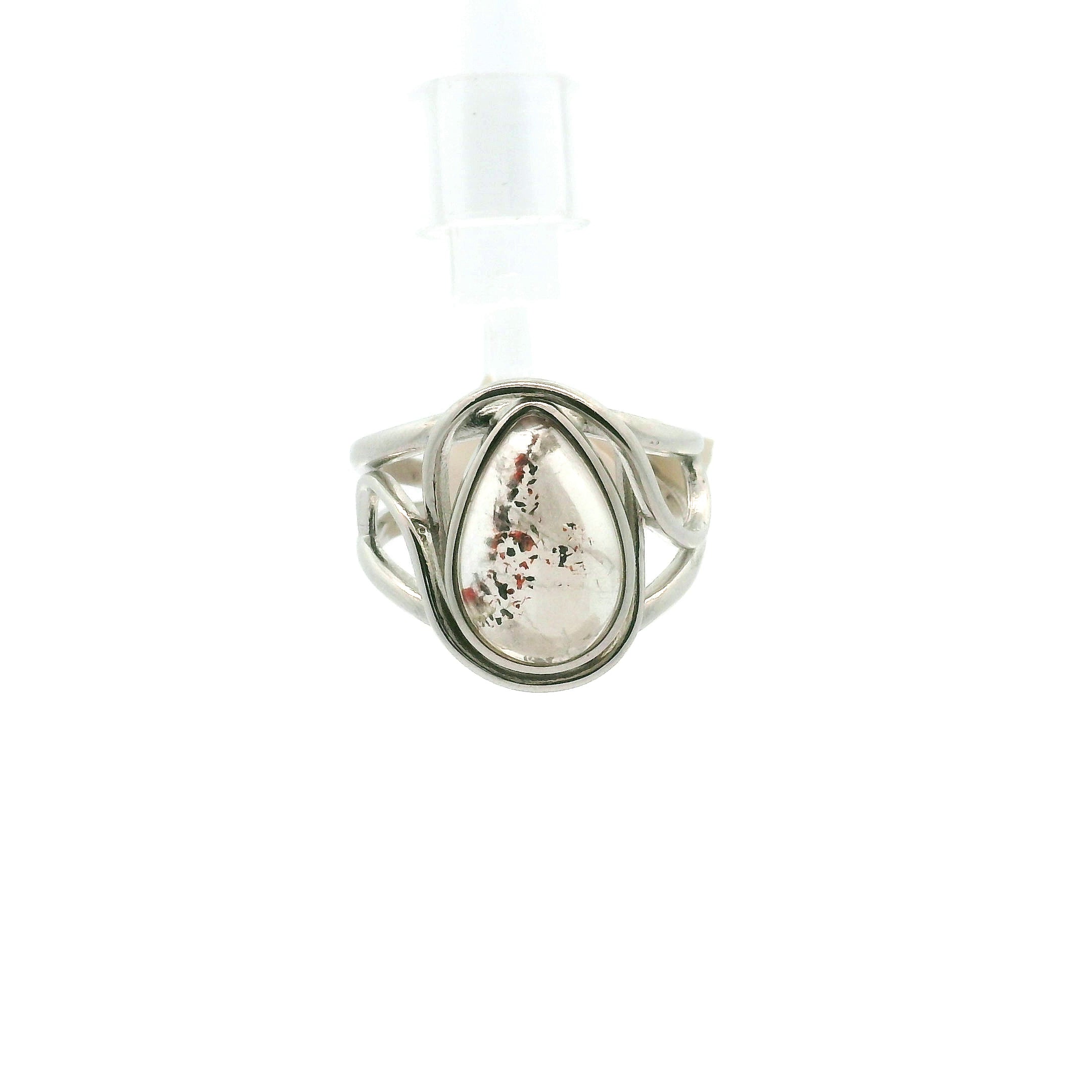 Rose Quartz Geothite Drop Cuff Ring .925 Silver for Compassion and Self Love
