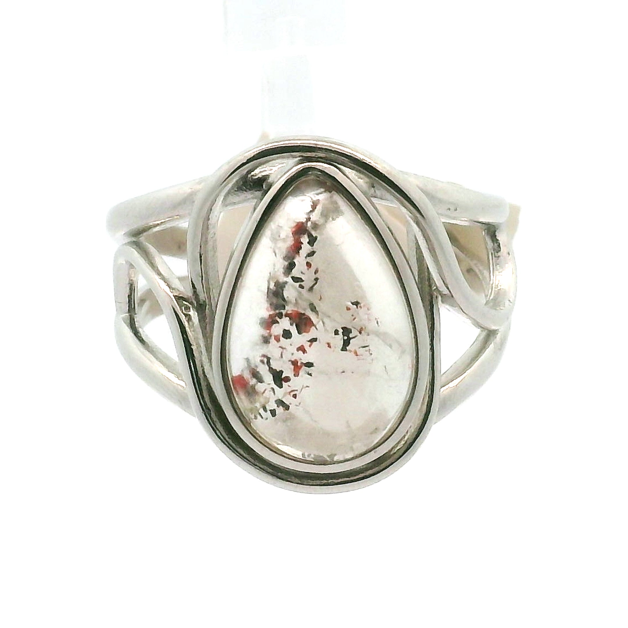 Rose Quartz Geothite Drop Cuff Ring .925 Silver for Compassion and Self Love