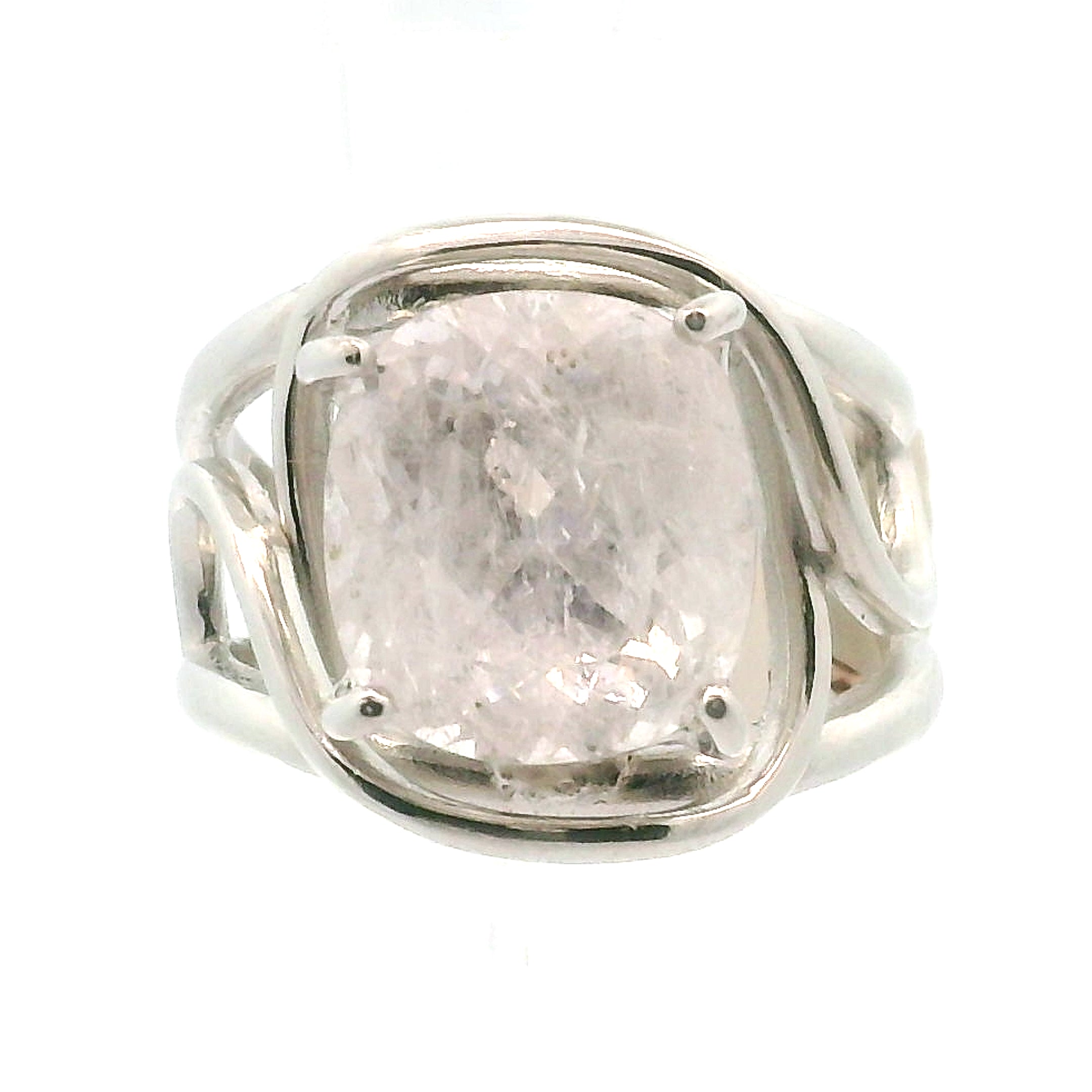 Danburite Cuff Ring .925 Silver for Connection with Higher Realms, Peace and Self Acceptance