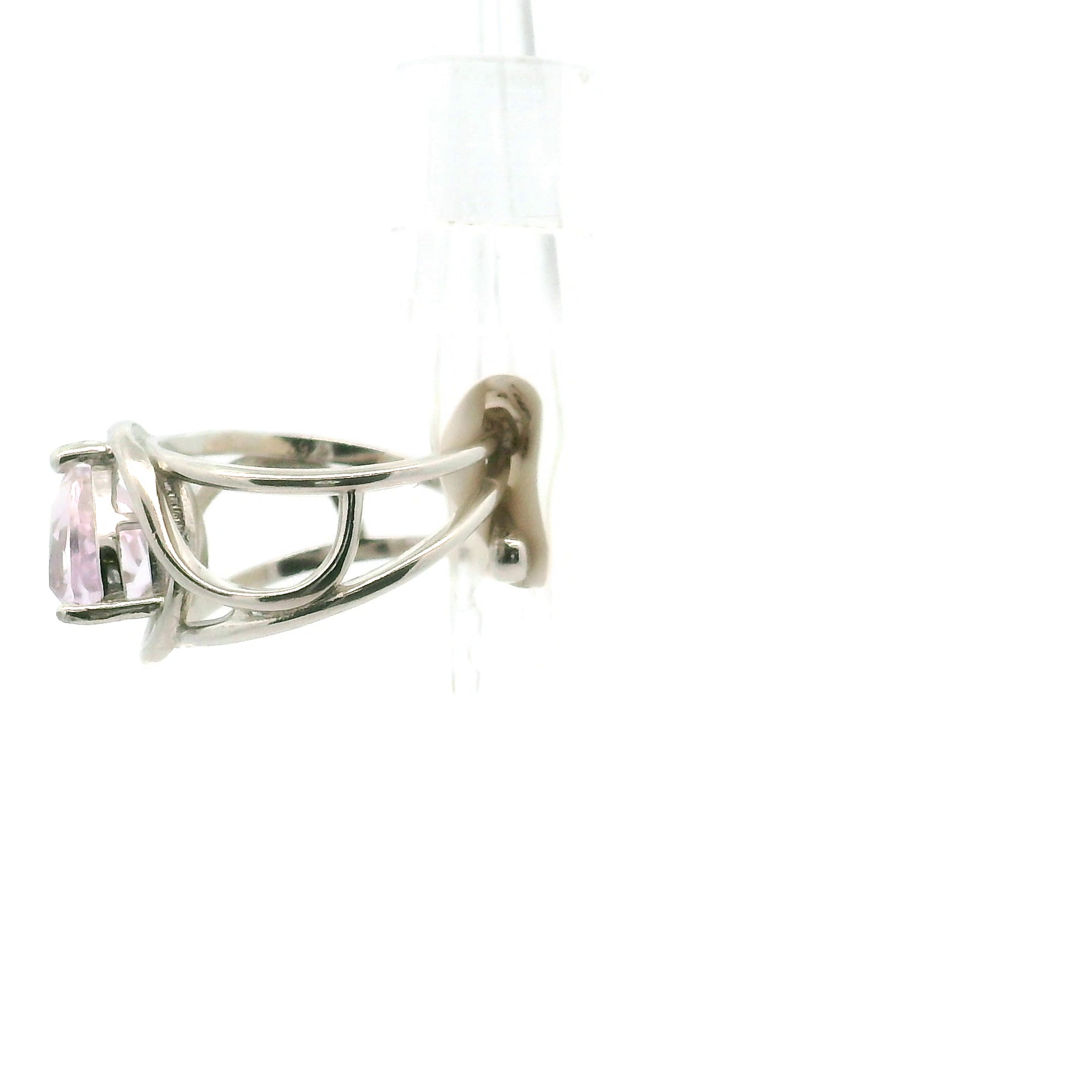 Kunzite Cuff Ring .925 Silver for Emotional Healing, Joy and Love