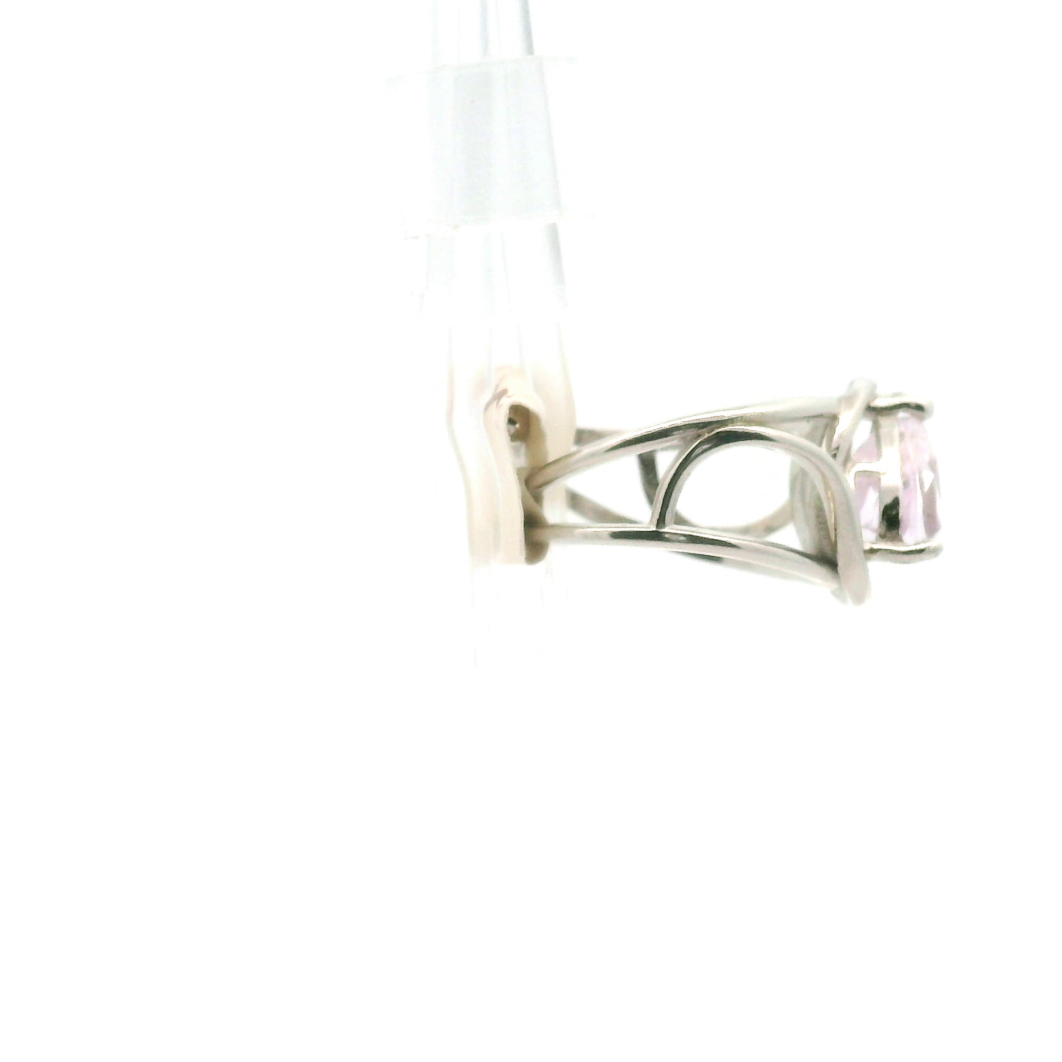 Kunzite Cuff Ring .925 Silver for Emotional Healing, Joy and Love