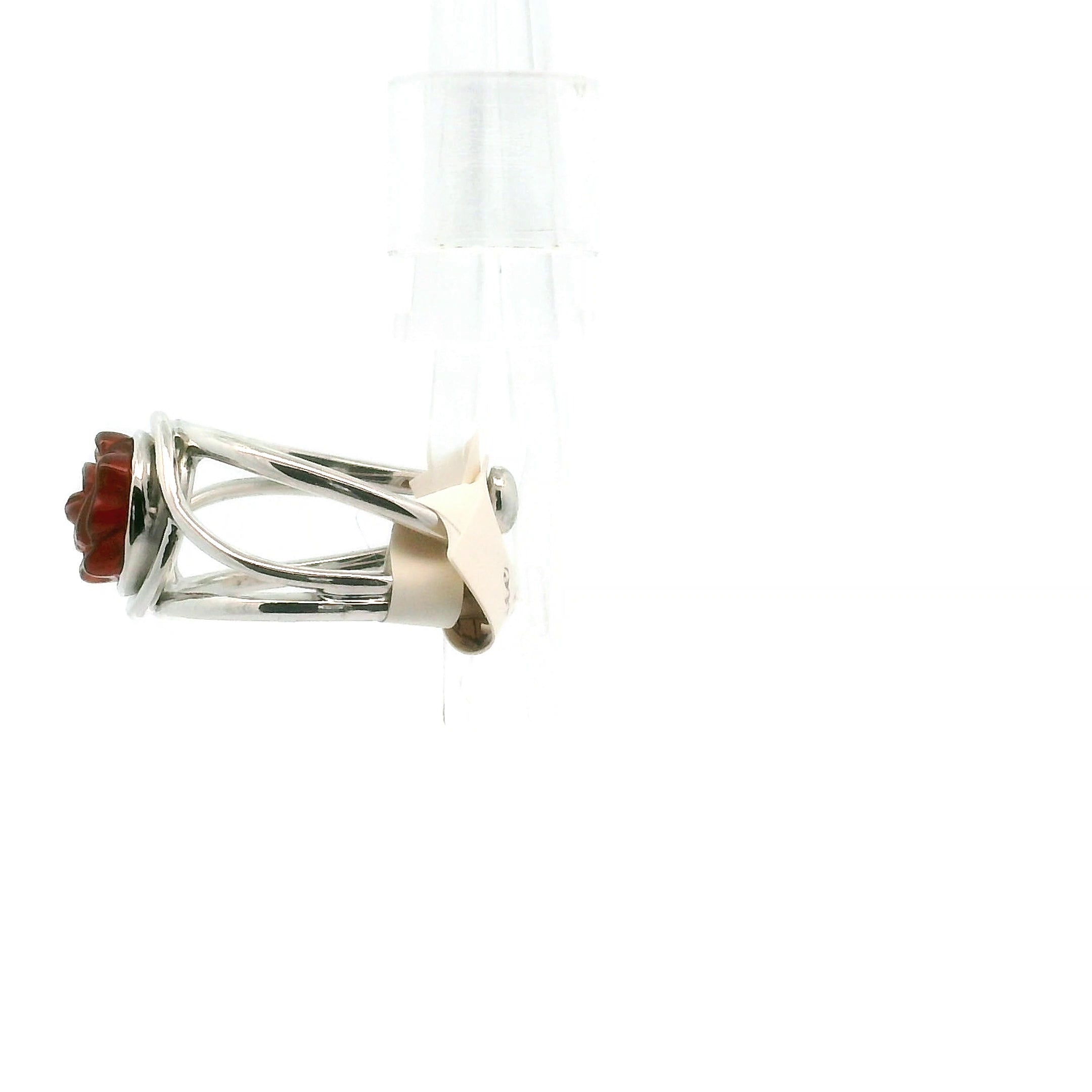 Hessonite Garnet Rose Cuff Ring in .925 Silver for Manifesting Love and Success in your Career, Protection and Wealth
