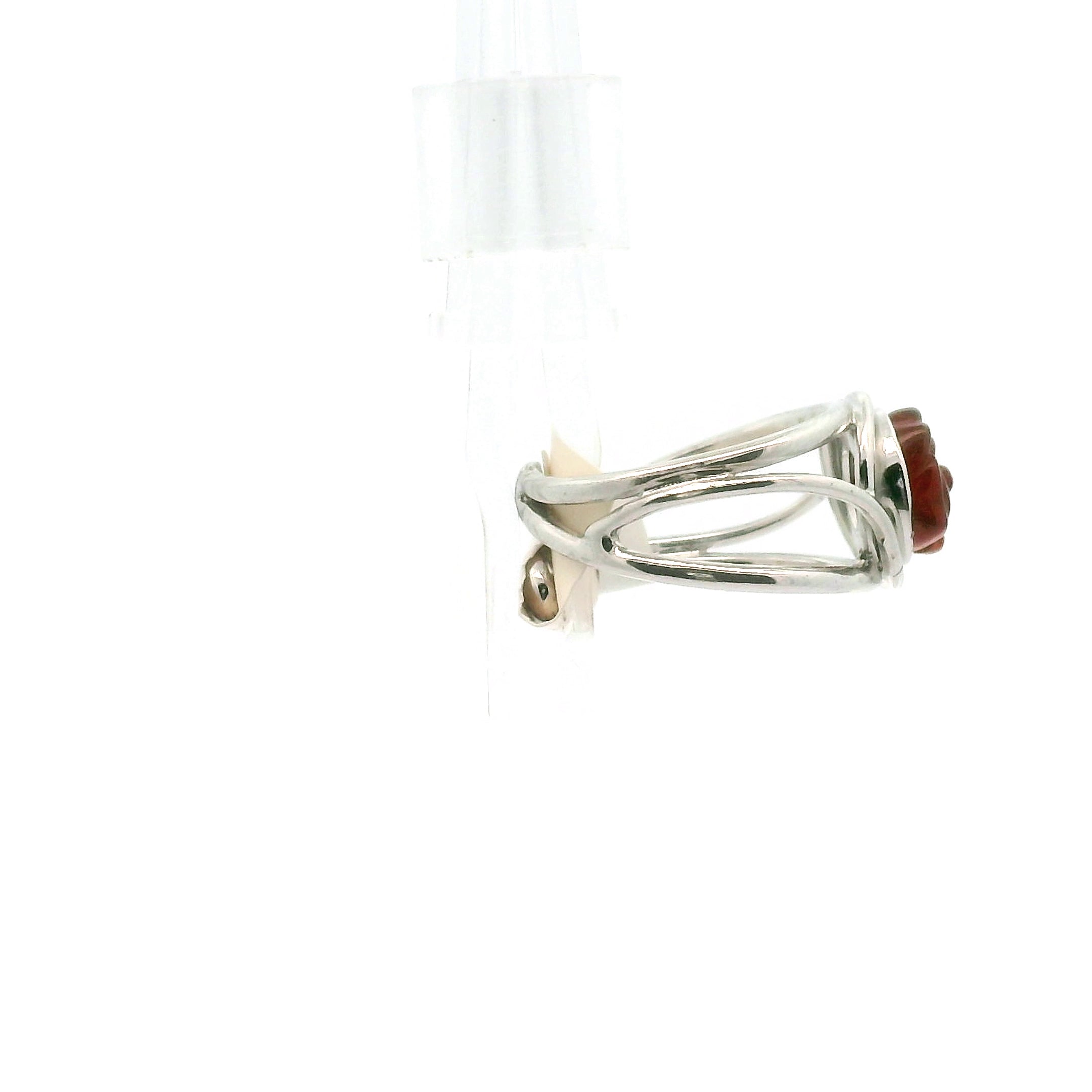 Hessonite Garnet Rose Cuff Ring in .925 Silver for Manifesting Love and Success in your Career, Protection and Wealth