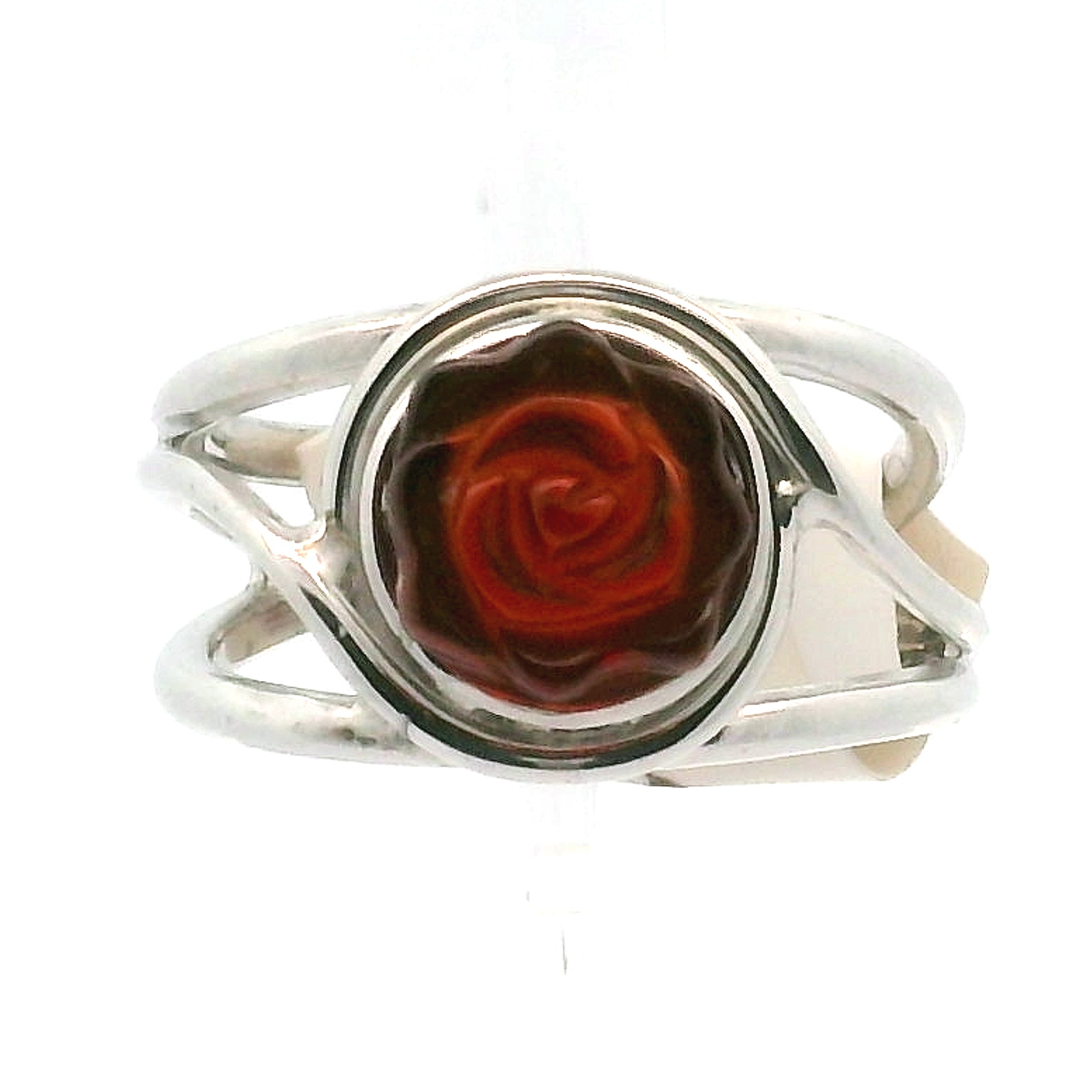 Hessonite Garnet Rose Cuff Ring in .925 Silver for Manifesting Love and Success in your Career, Protection and Wealth