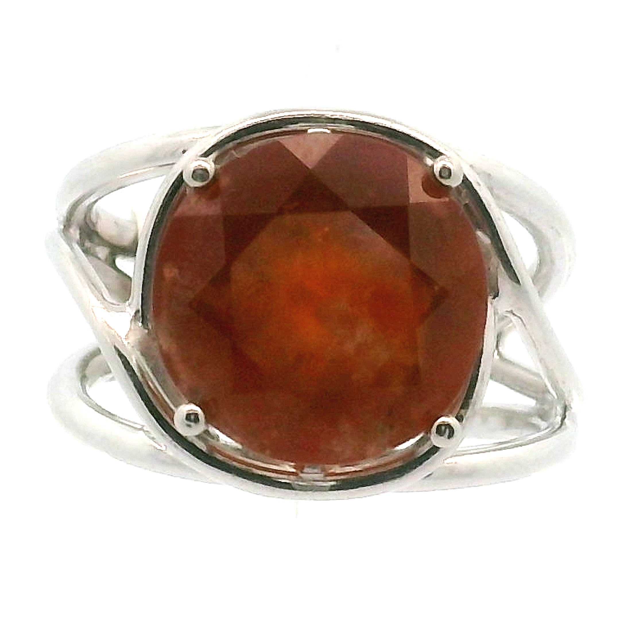 Hessonite Garnet Cuff Ring in .925 Silver for Manifesting Love and Success in your Career, Protection and Wealth